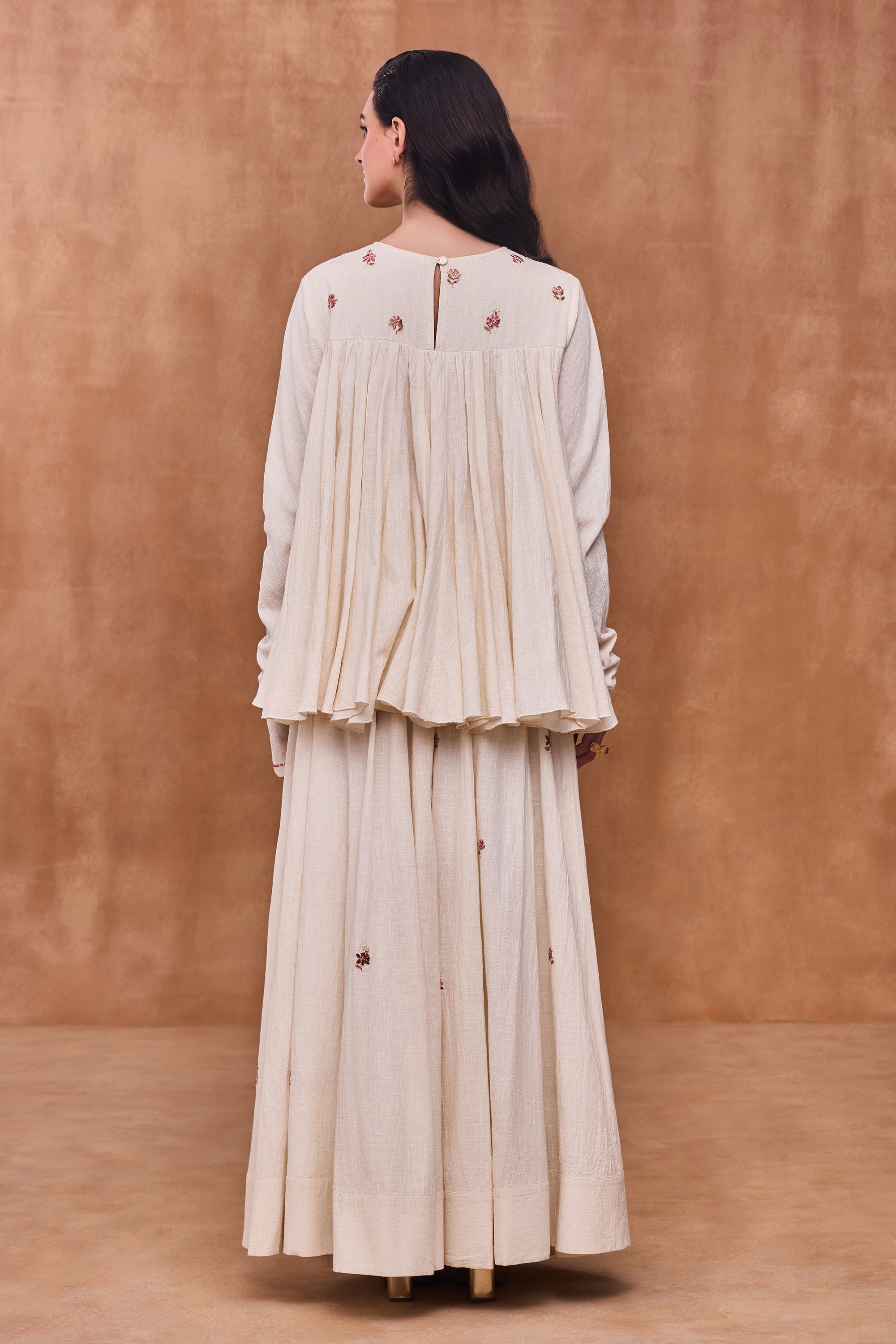 Ulrissa Embroidered & Embellished Peplum Top with Skirt