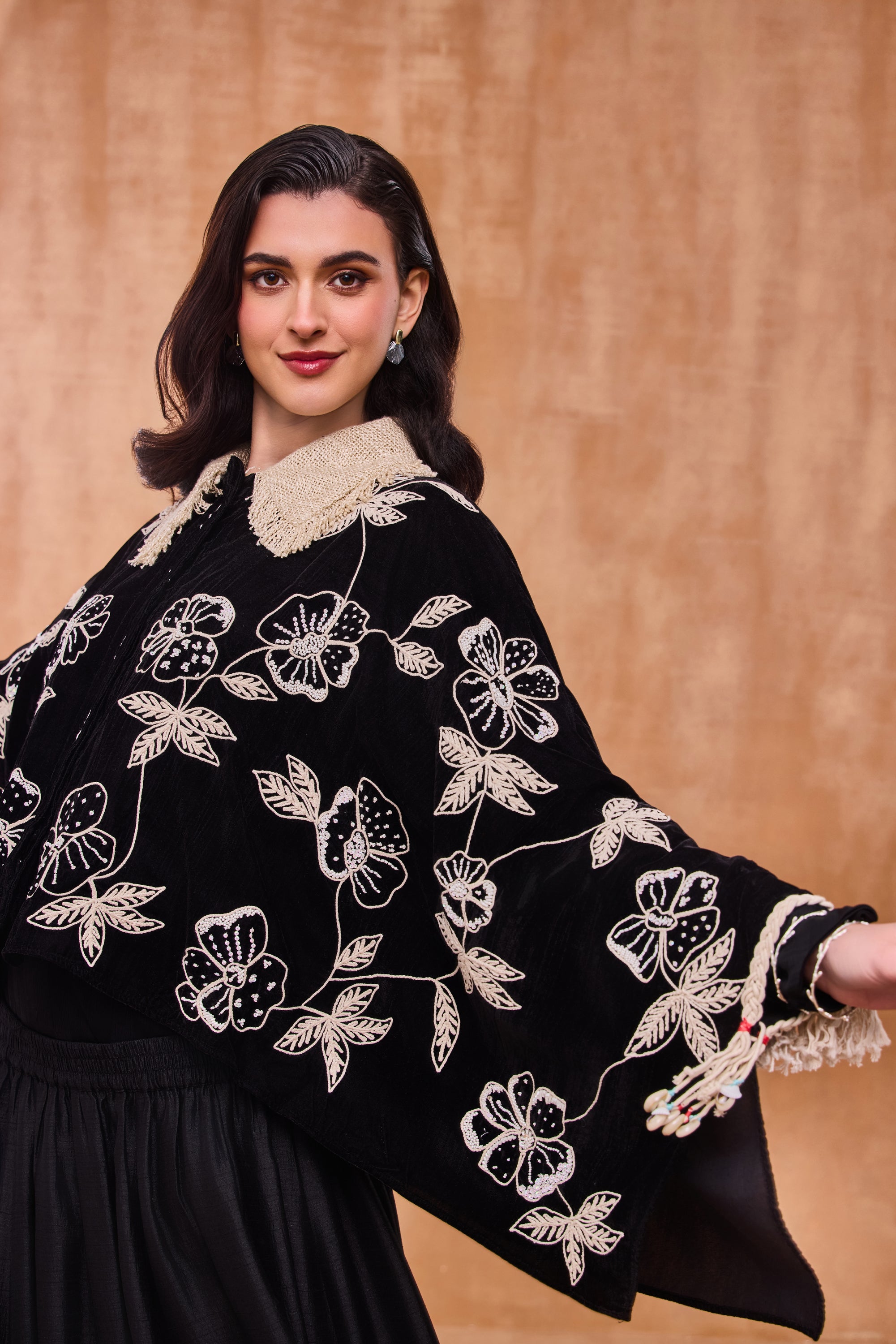 Lydiella Embroidered & Embellished Cape with Skirt