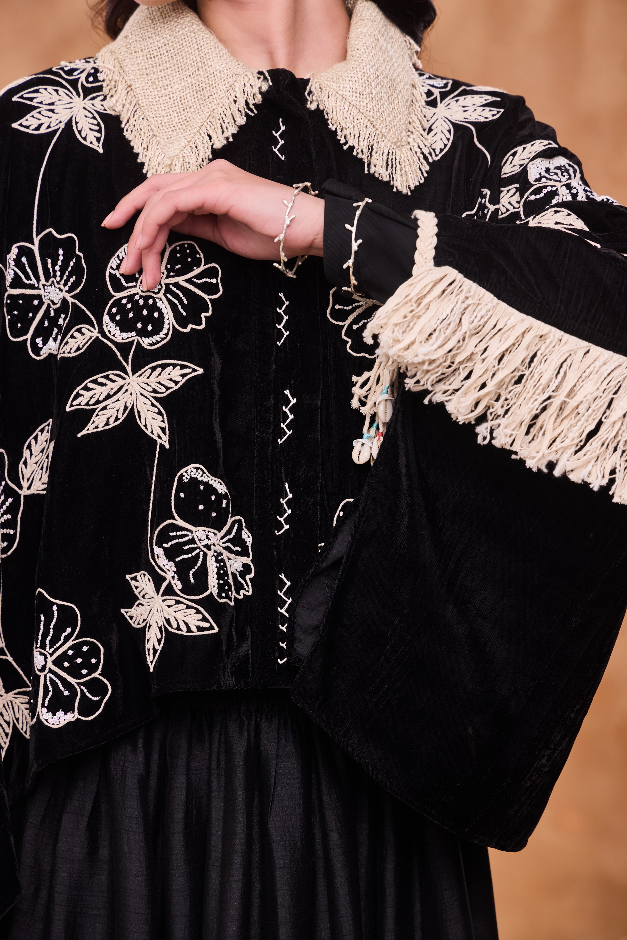 Lydiella Embroidered & Embellished Cape with Skirt