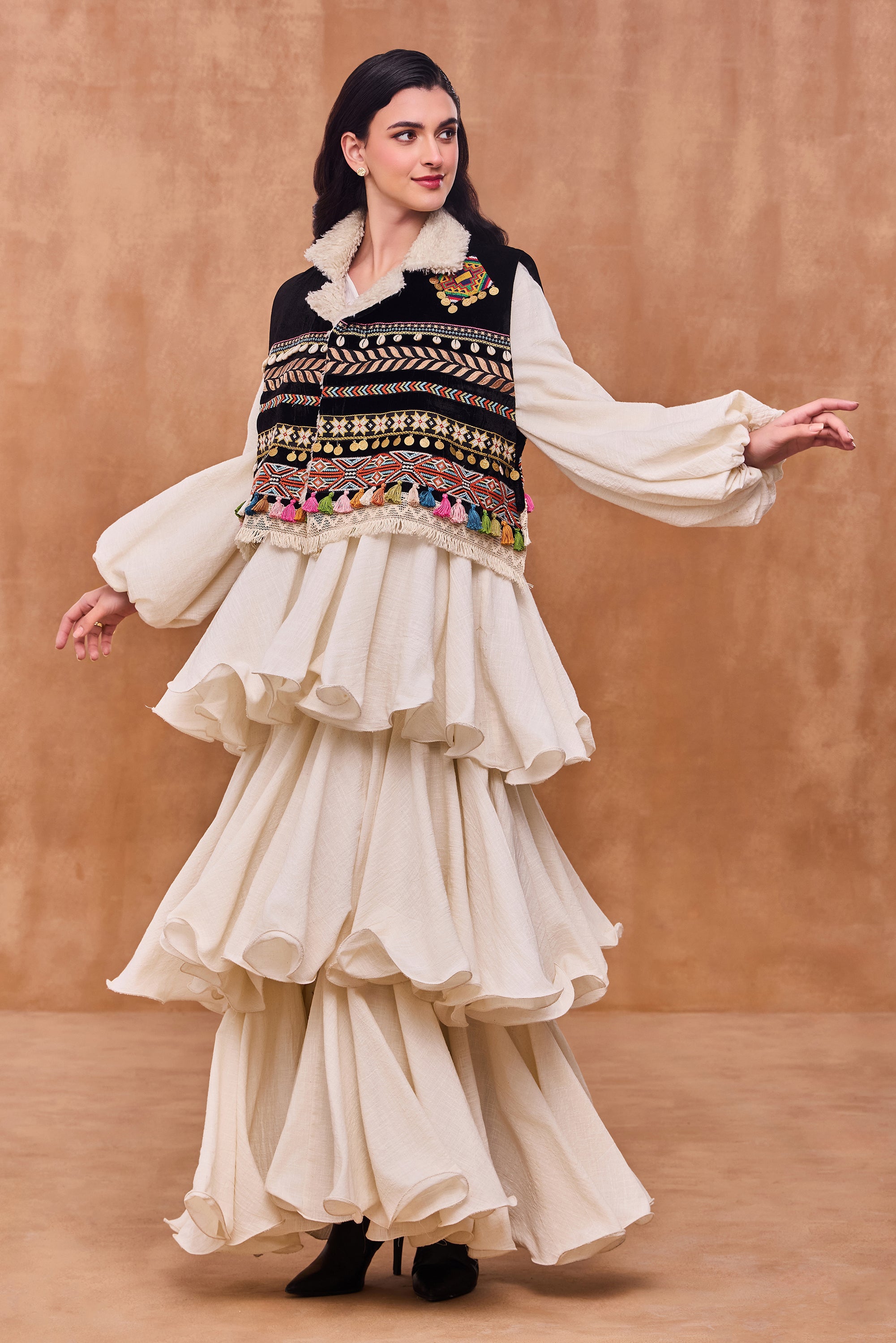 Elowina Embroidered Short Jacket with Embellishment