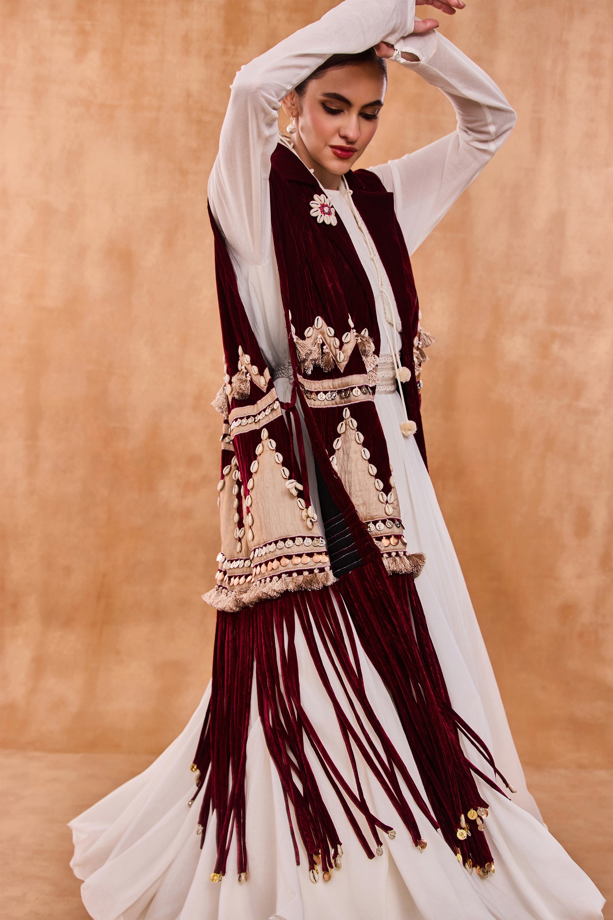 Orelina Embroidered Dushala Cape with Embellishment