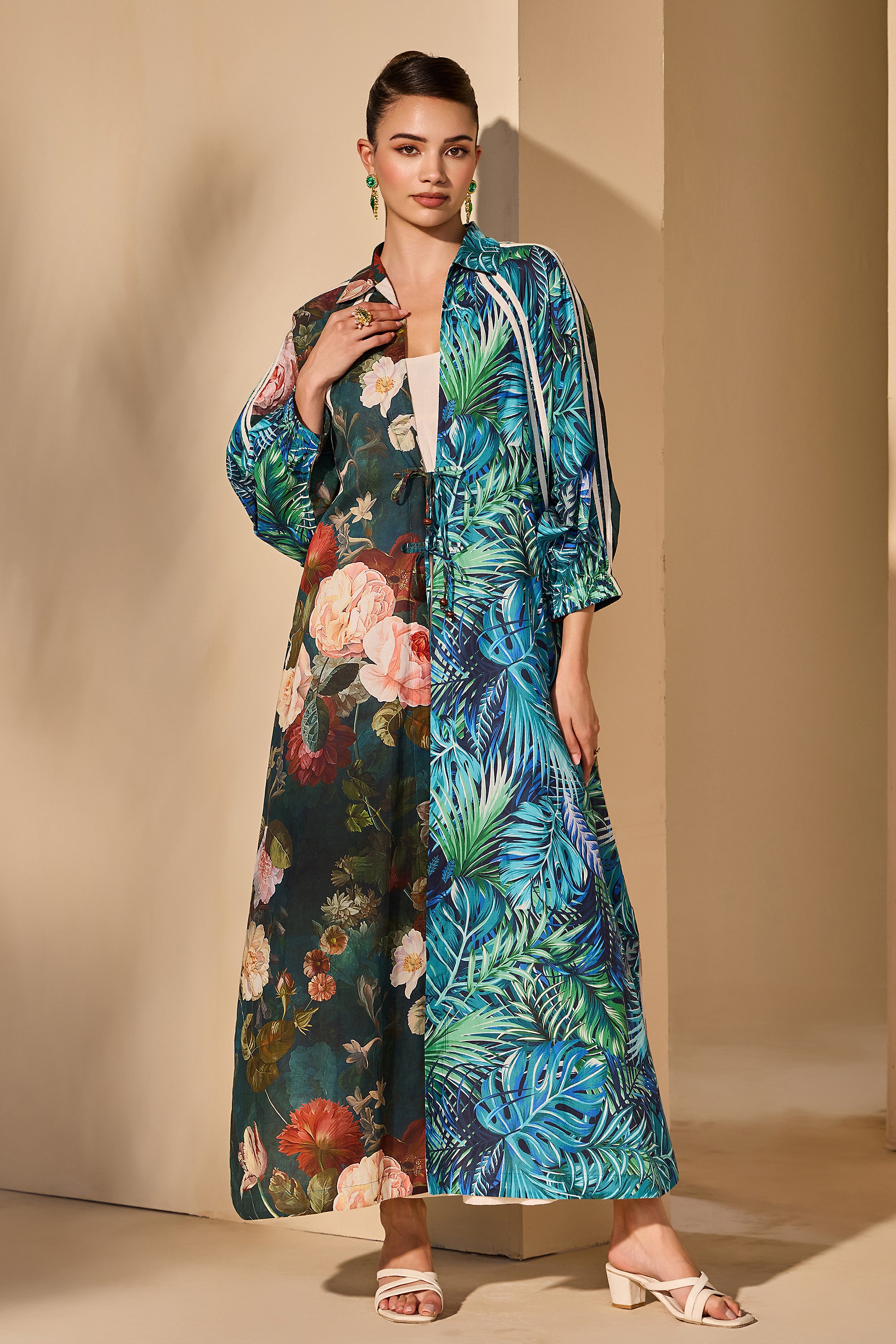 Claribel Cotton Printed Jacket with Inner Dress