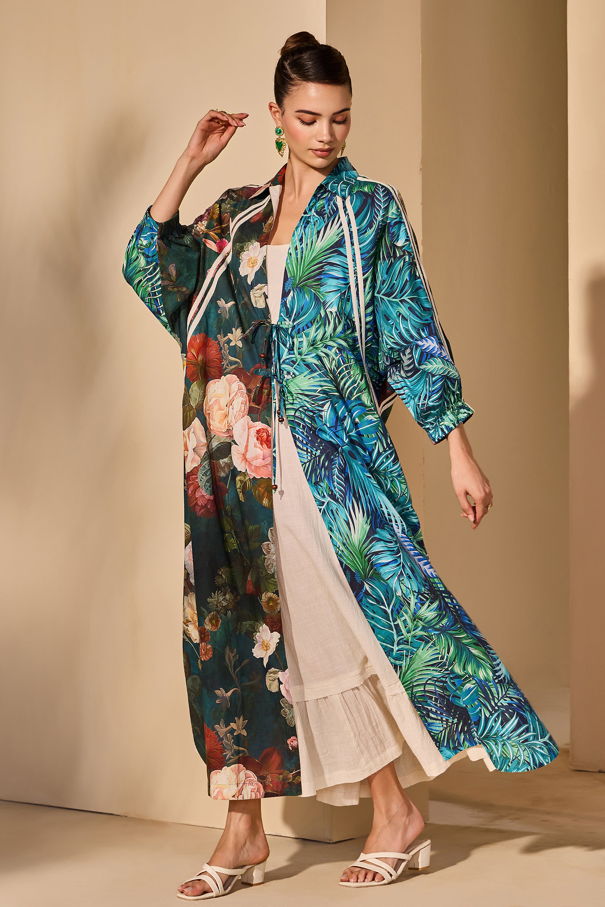 Claribel Cotton Printed Jacket with Inner Dress
