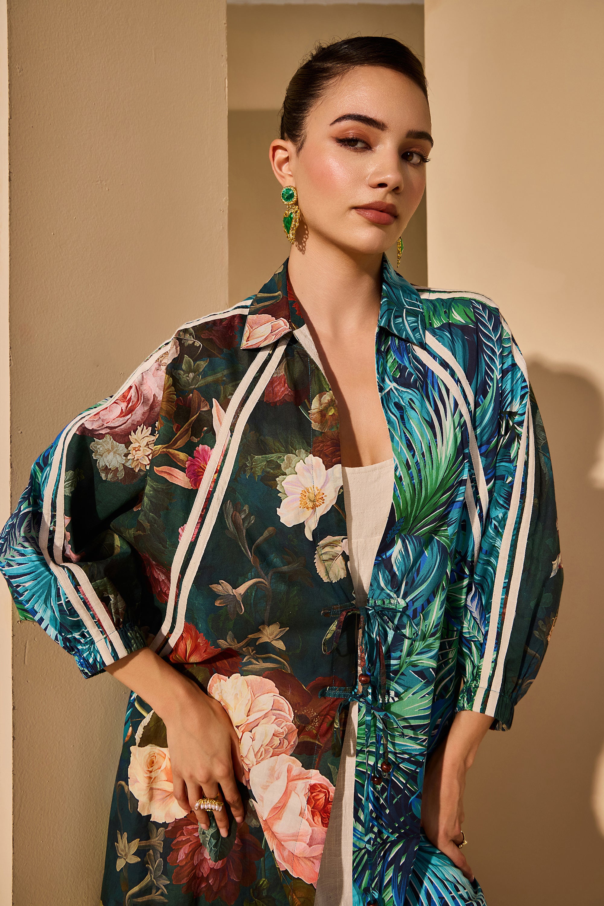 Claribel Cotton Printed Jacket with Inner Dress