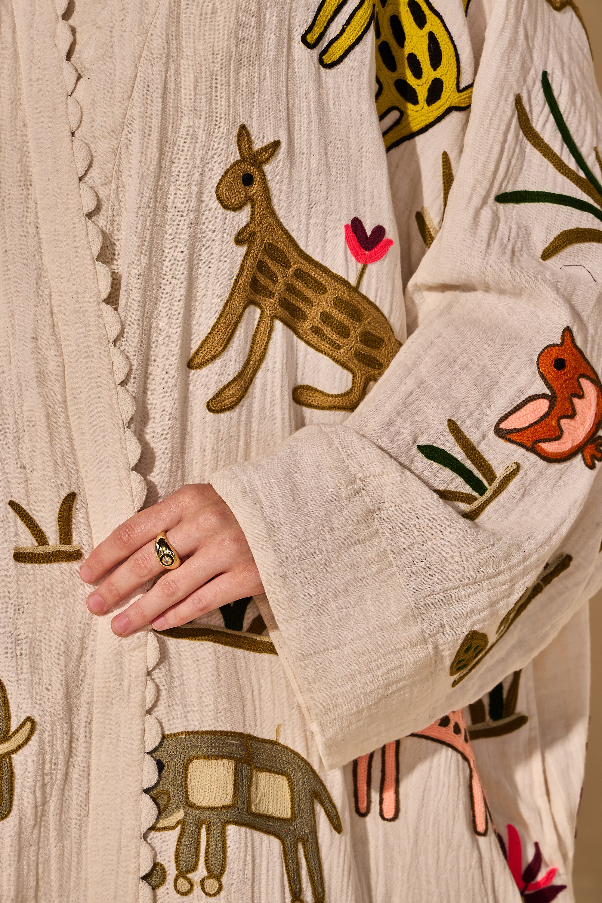 Claudina Cheese Cotton Jacket with Scarf