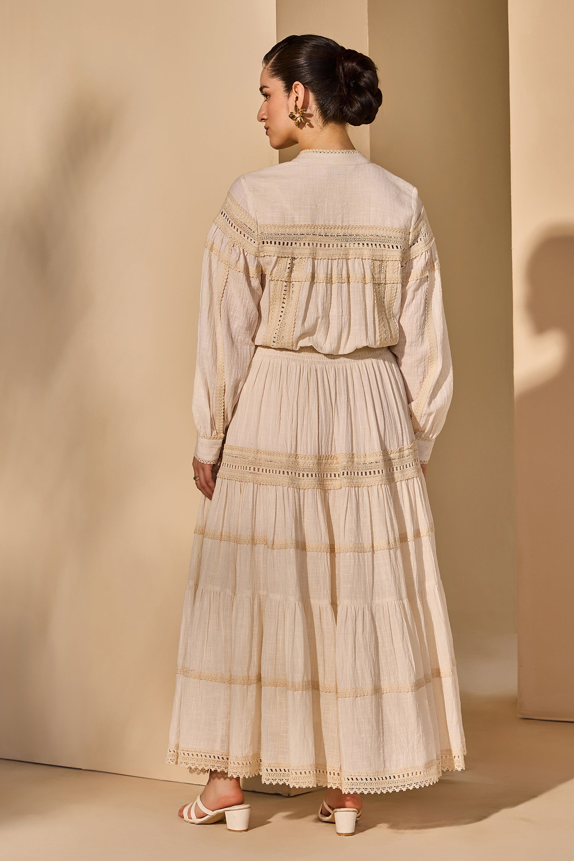 Zinnara Cotton Slub Dress with Scarf