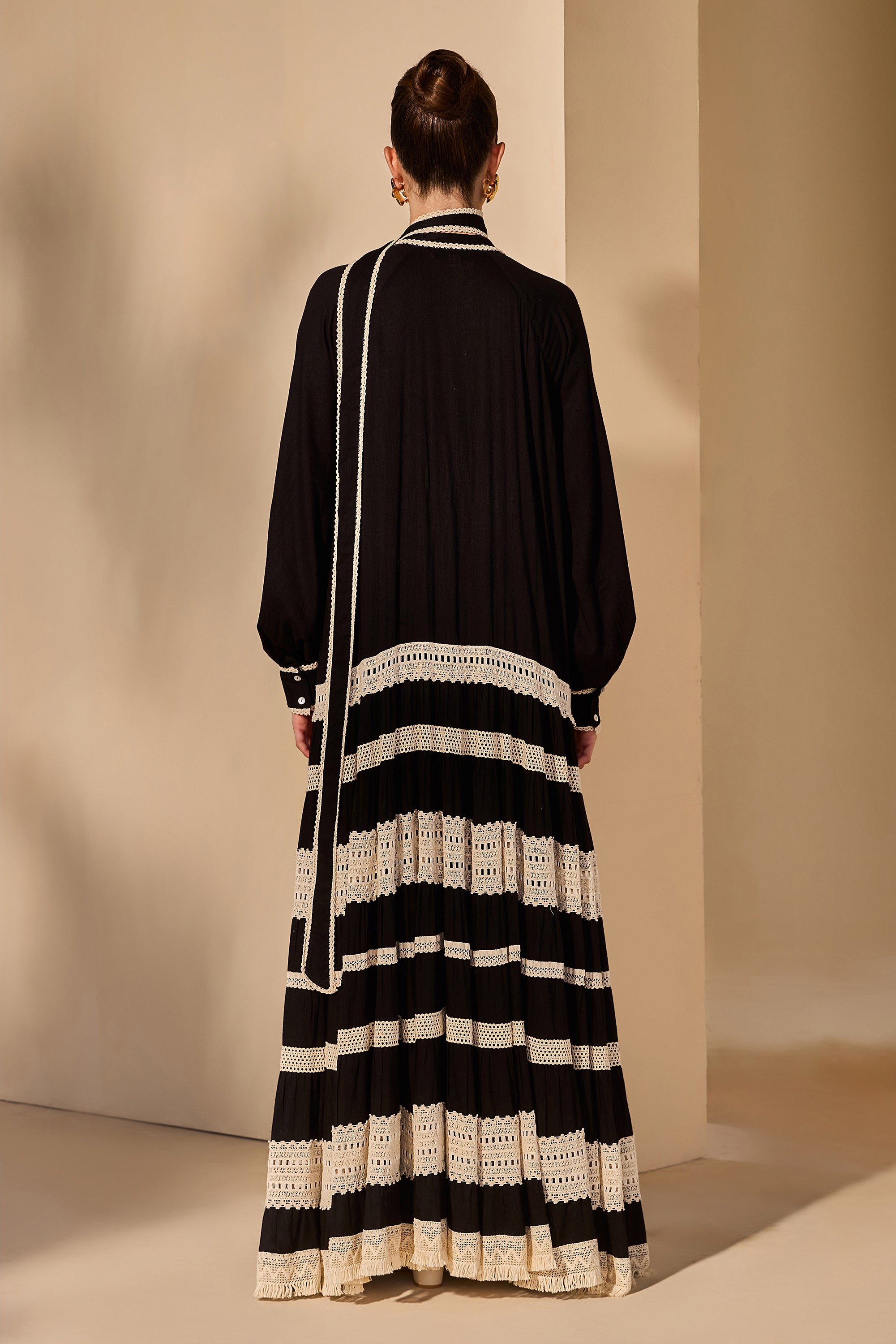 Olivianne Cotton Slub Tiered Dress with Belt