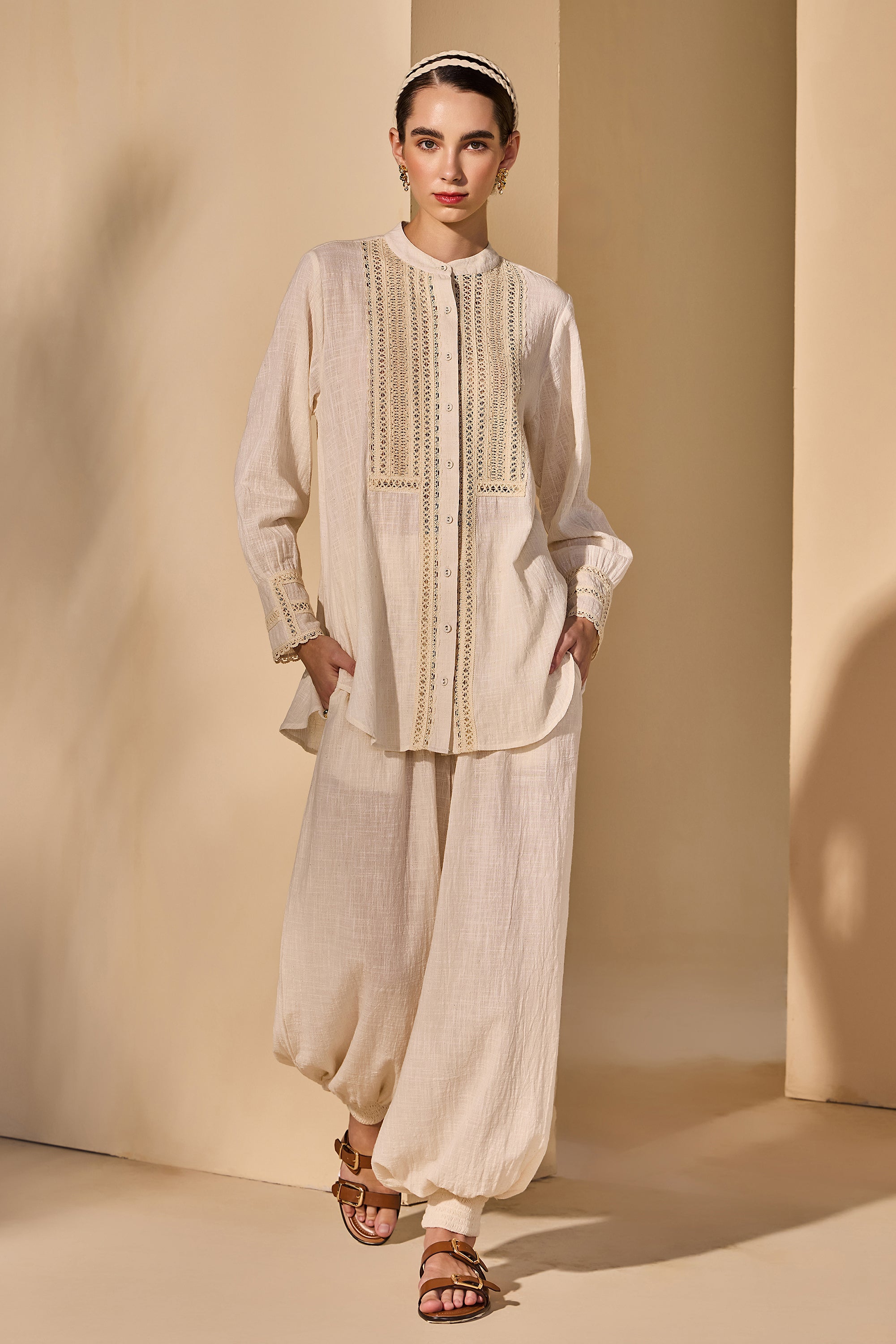 Liviana Cotton Slub Blouse with Trousers