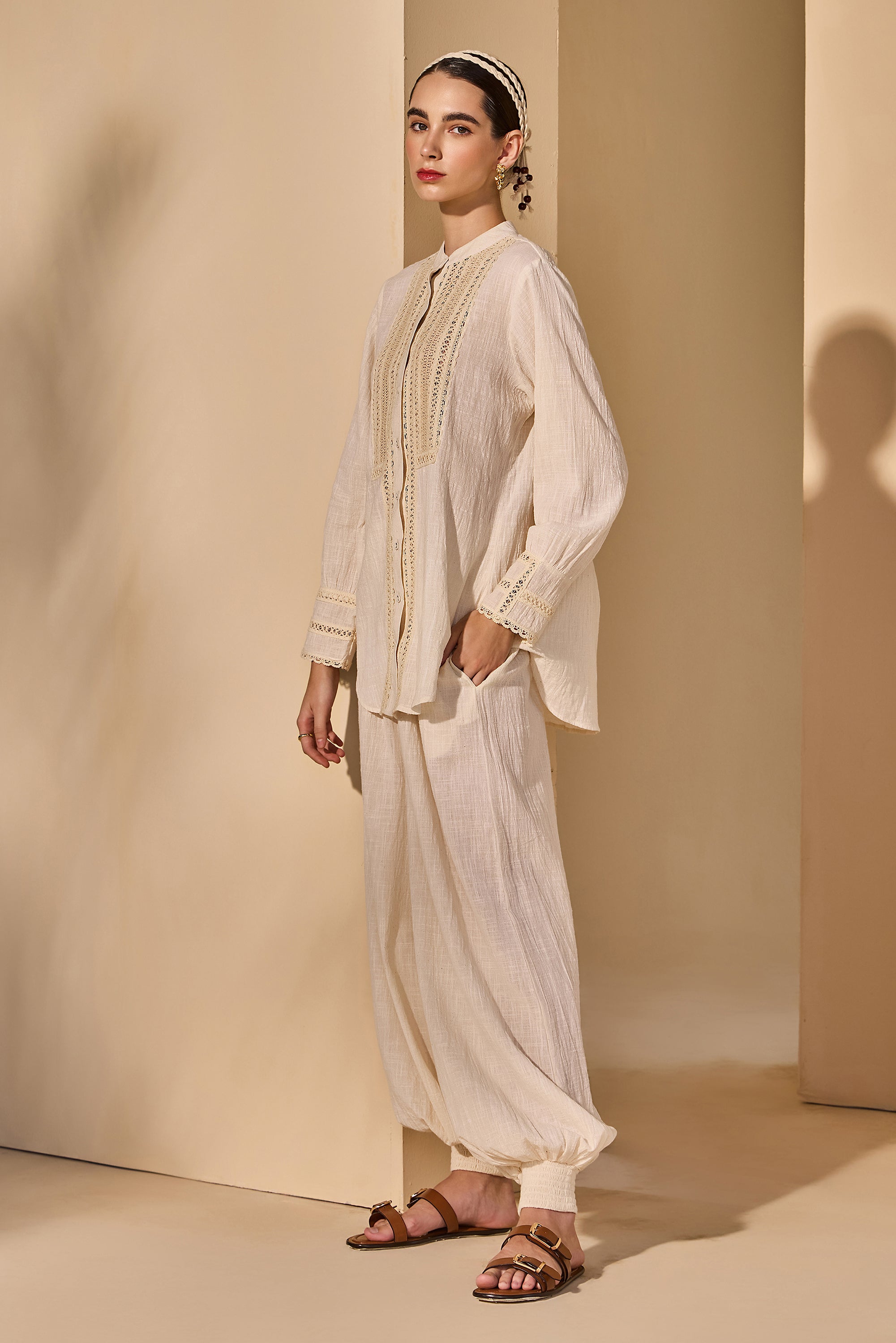 Liviana Cotton Slub Blouse with Trousers