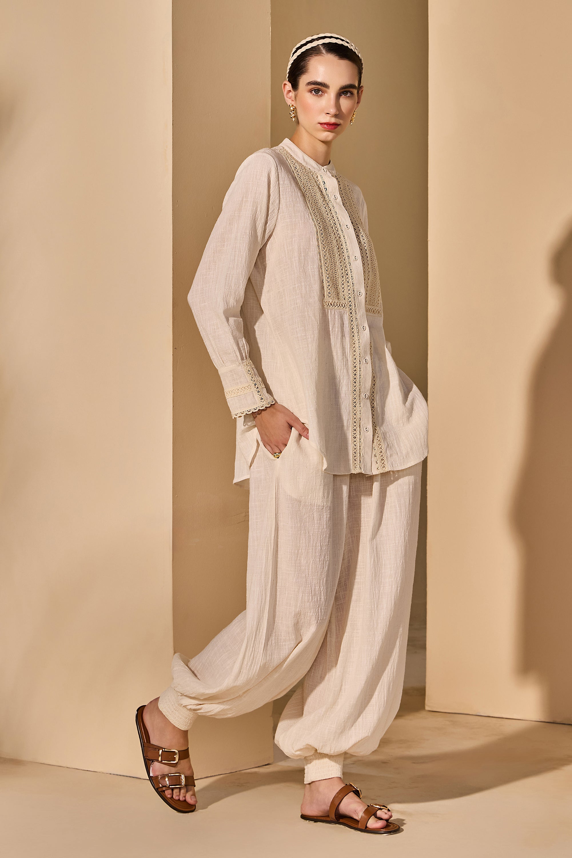 Liviana Cotton Slub Blouse with Trousers