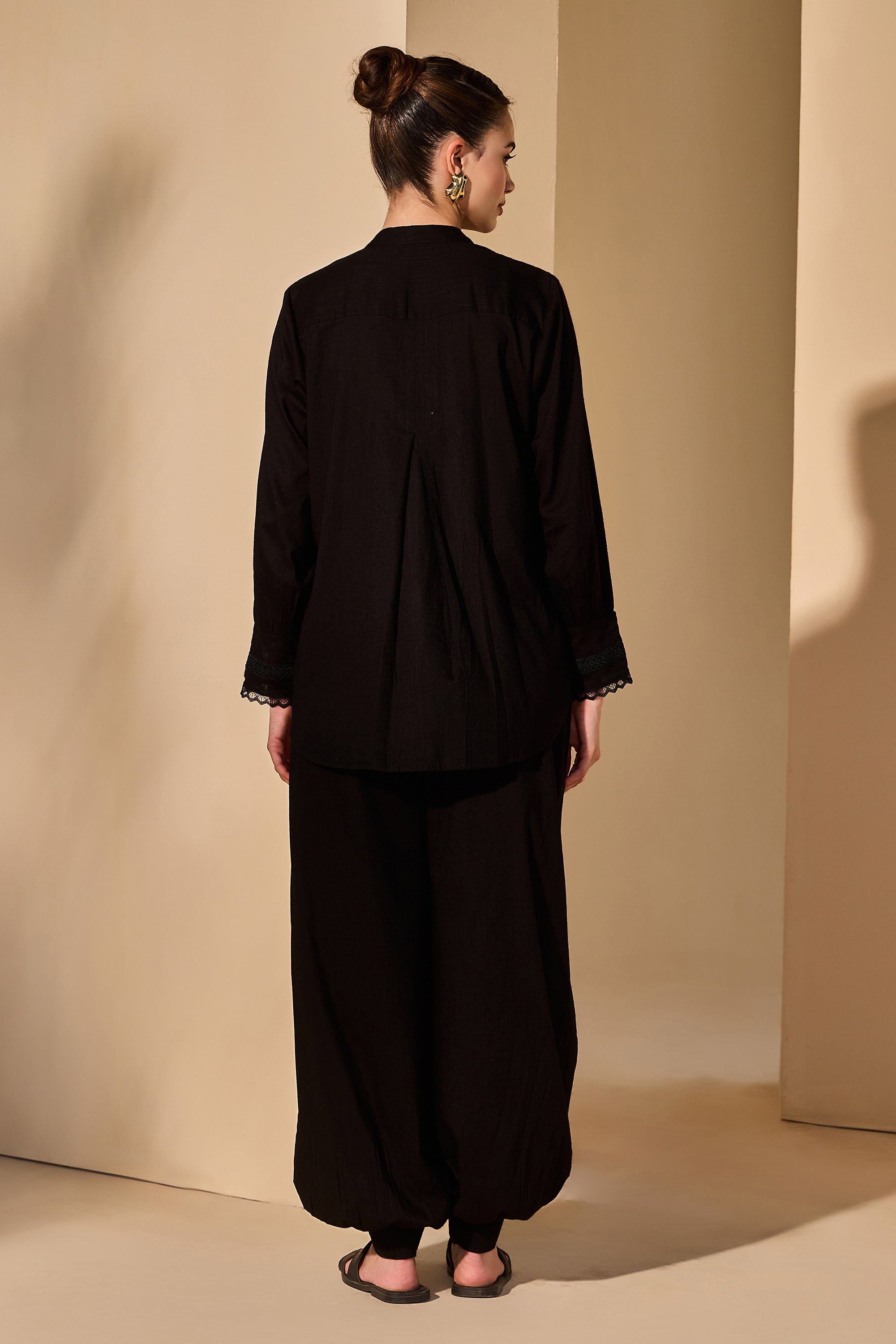 Avarelle Cotton Slub Blouse with Trousers
