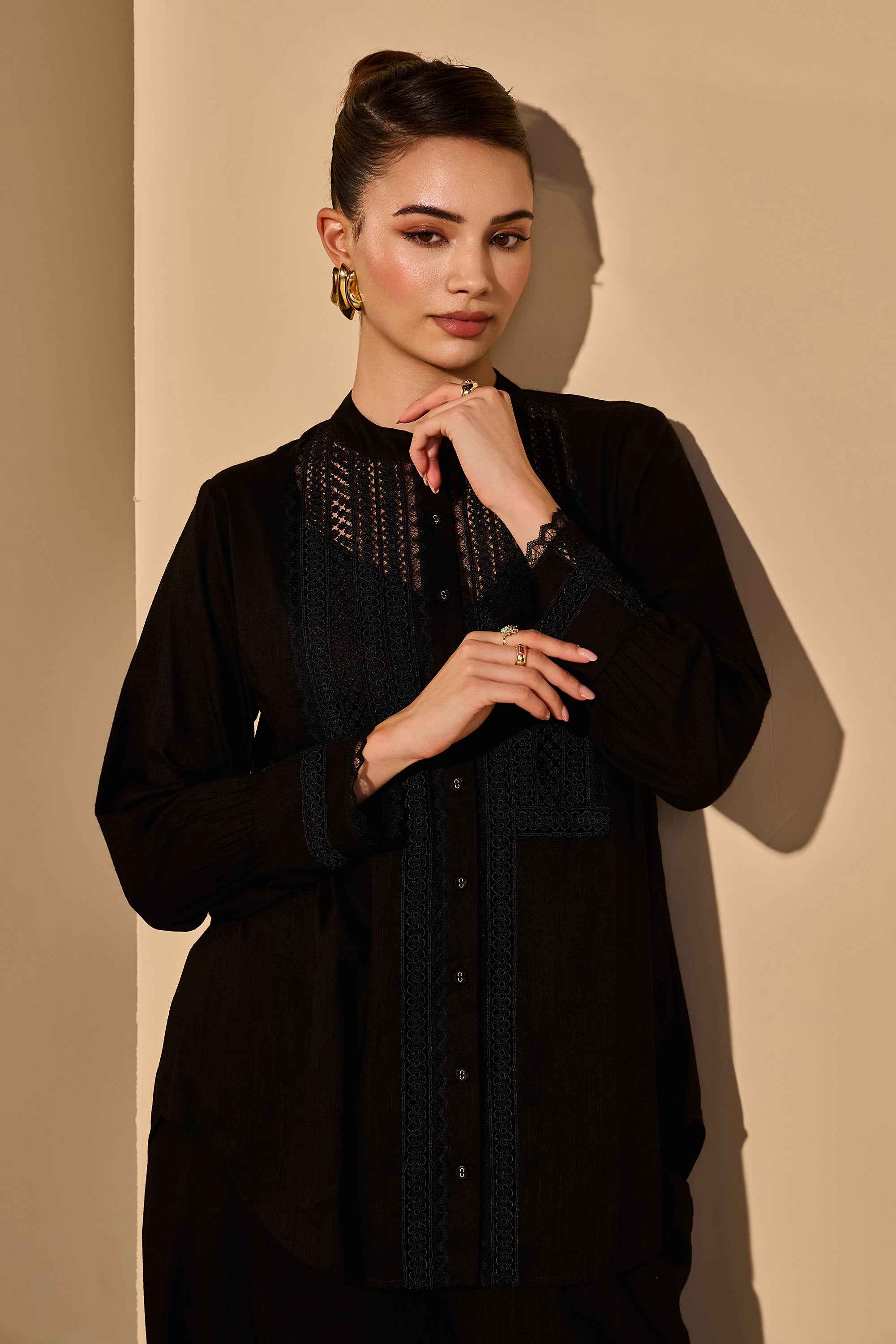 Avarelle Cotton Slub Blouse with Trousers