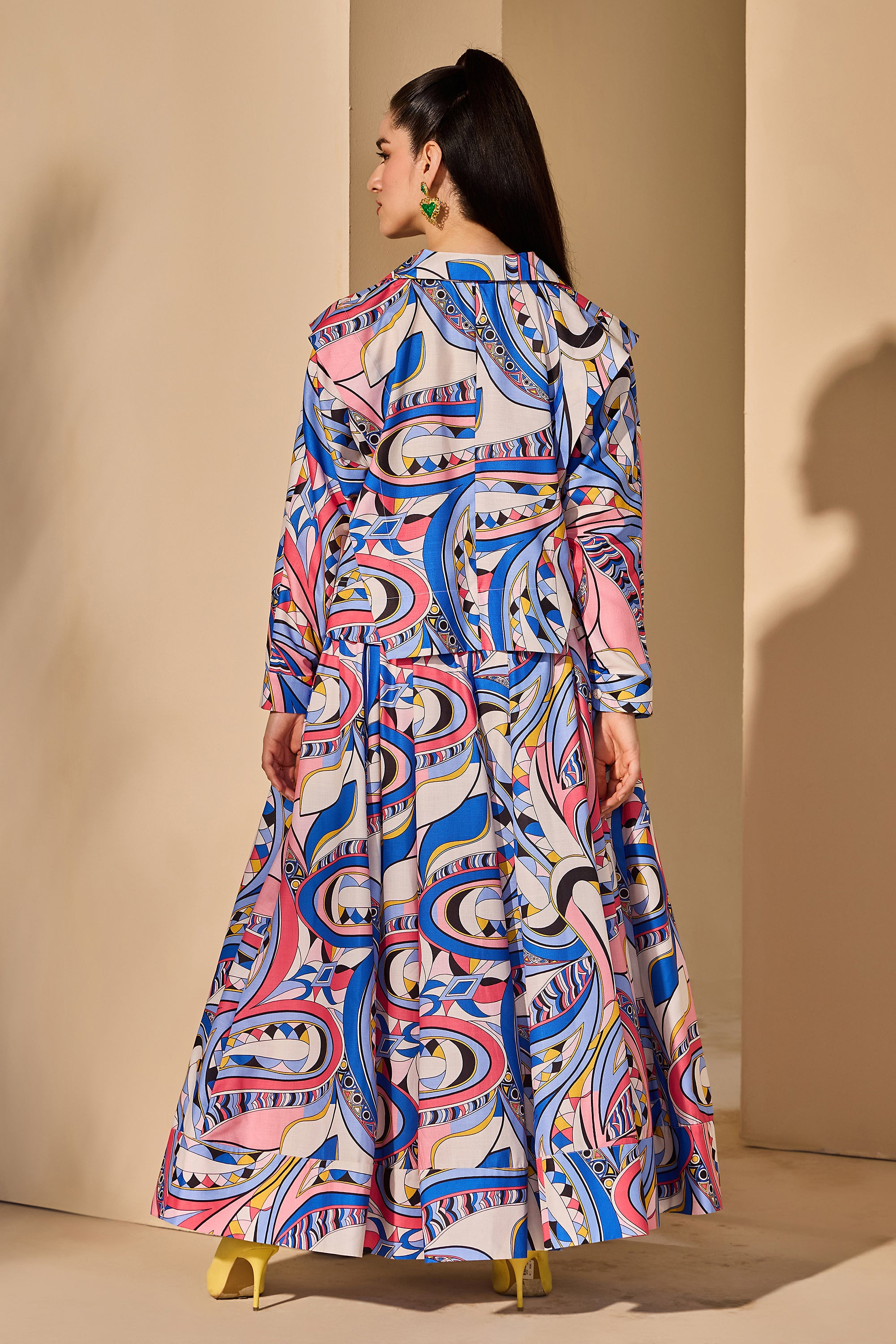 Yelena Cotton Printed Top with Skirt
