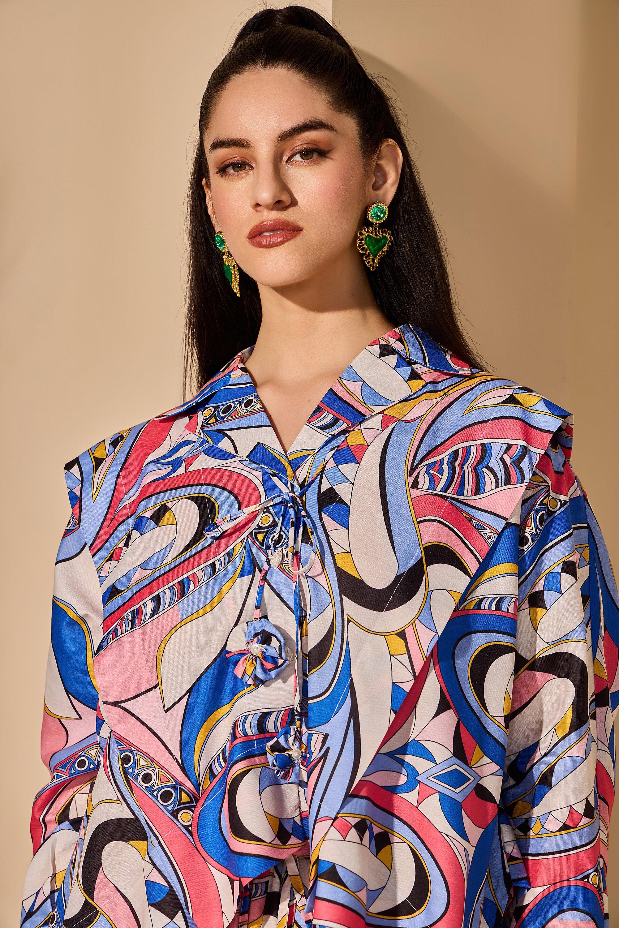 Yelena Cotton Printed Top with Skirt
