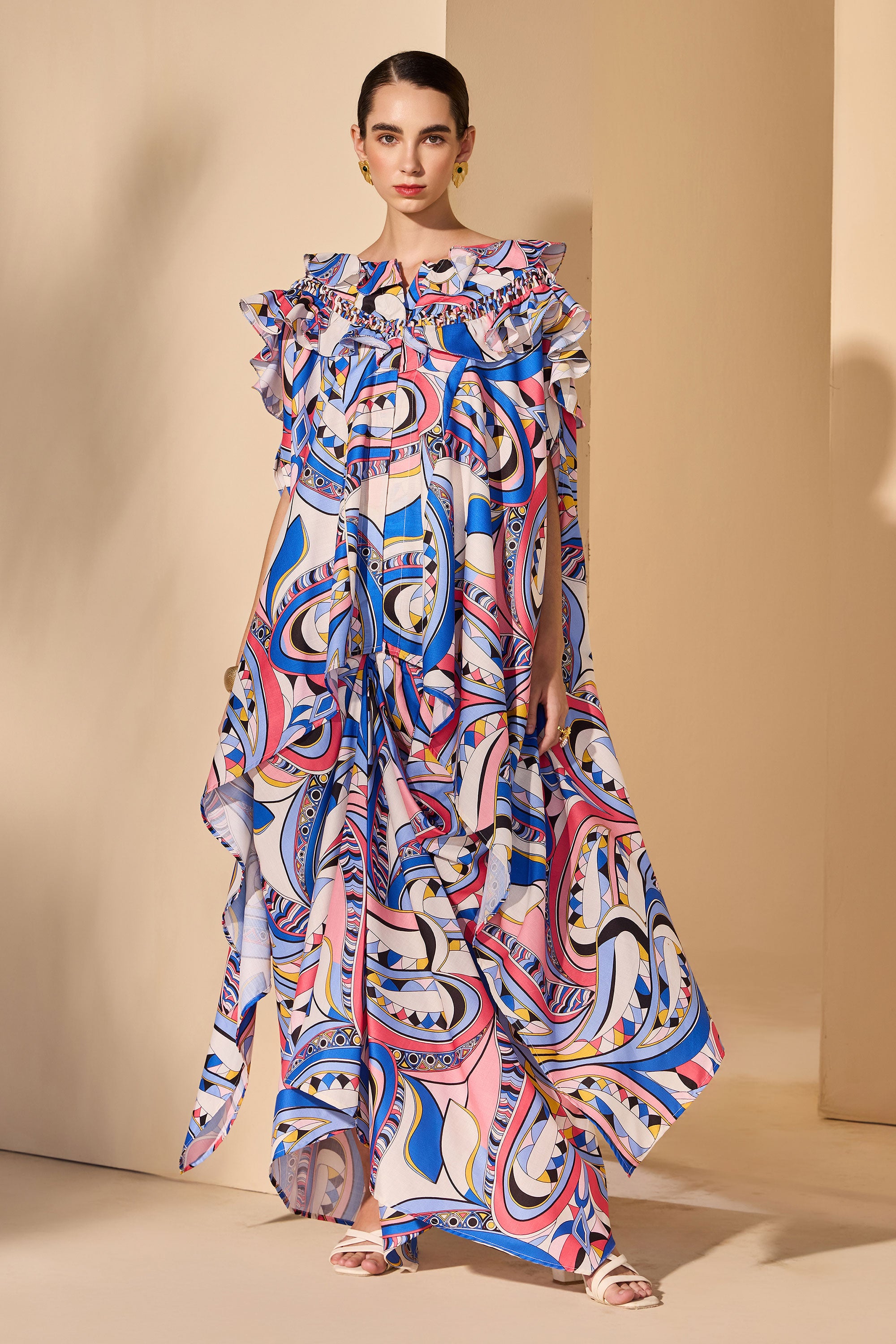 Amalisa Cotton Printed Top with Dhoti Skirt