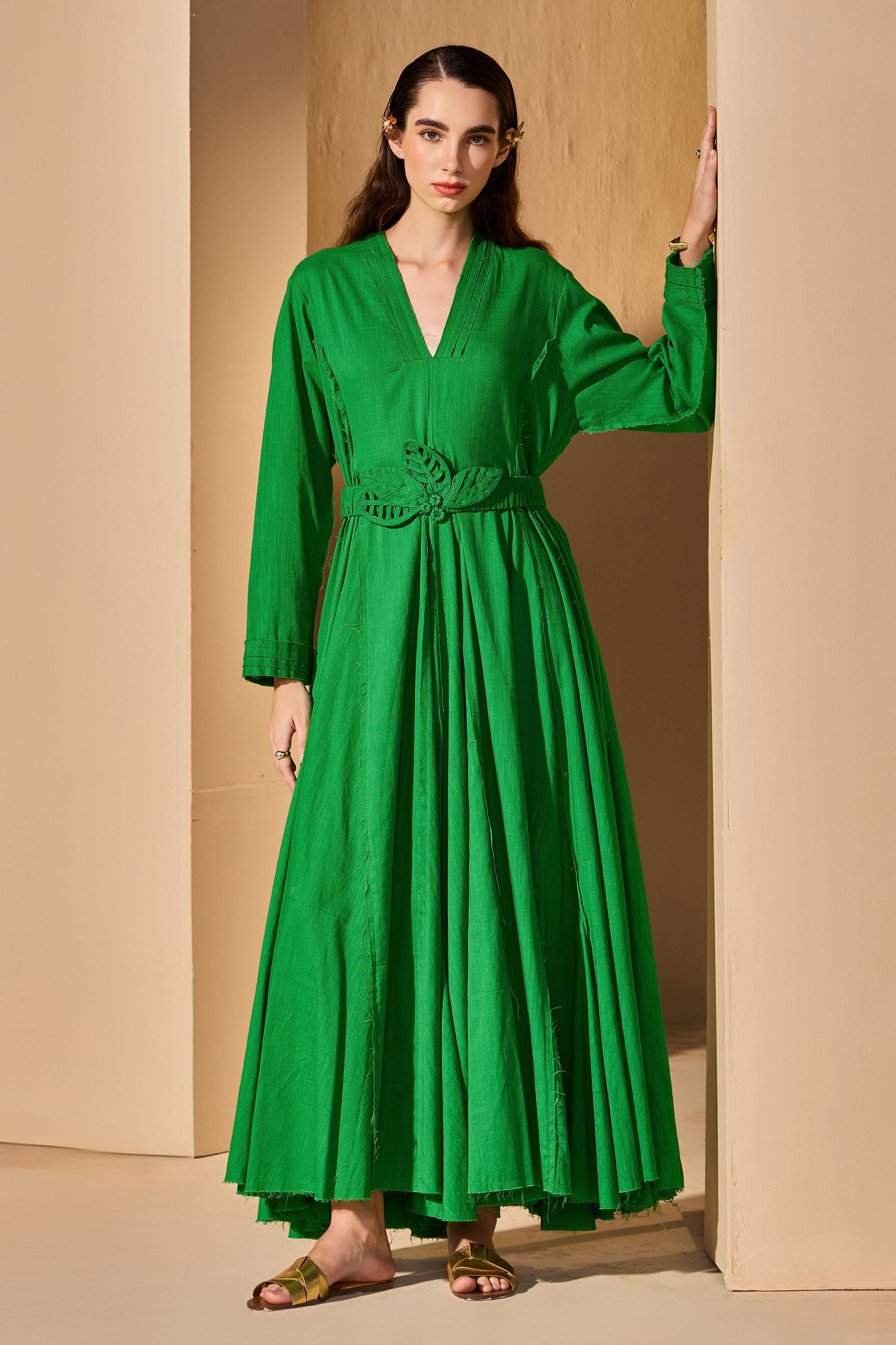 Marenna Cotton Slub Dress with Belt