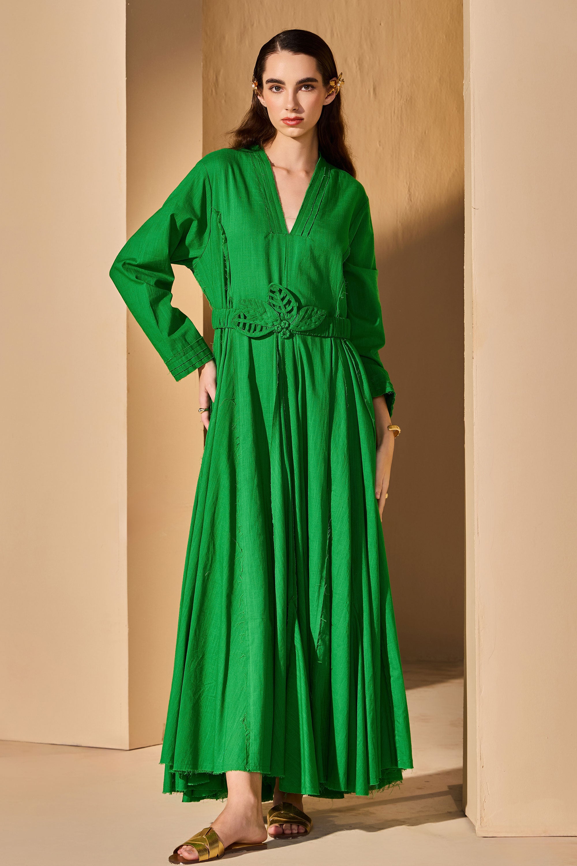 Marenna Cotton Slub Dress with Belt