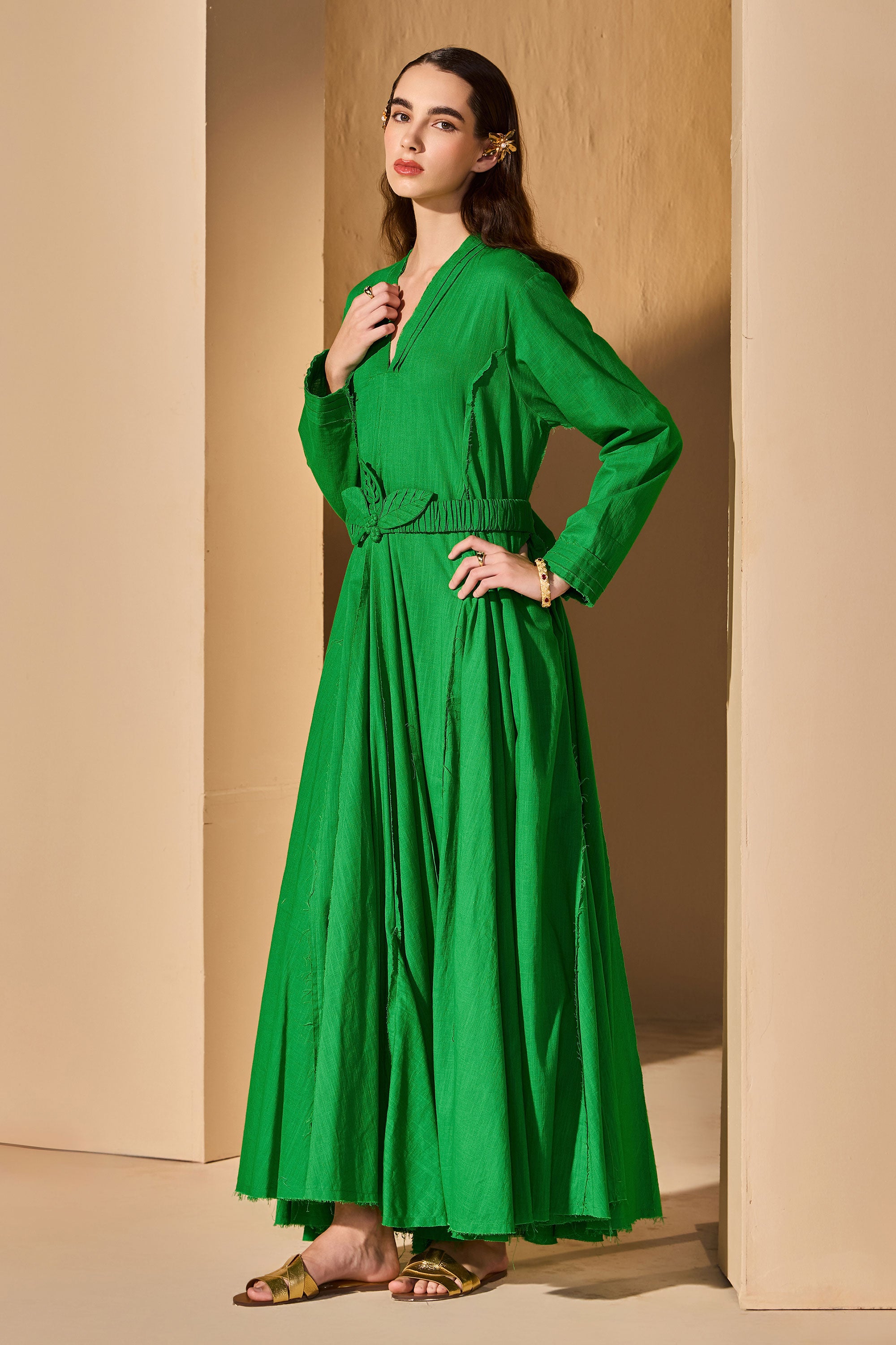 Marenna Cotton Slub Dress with Belt