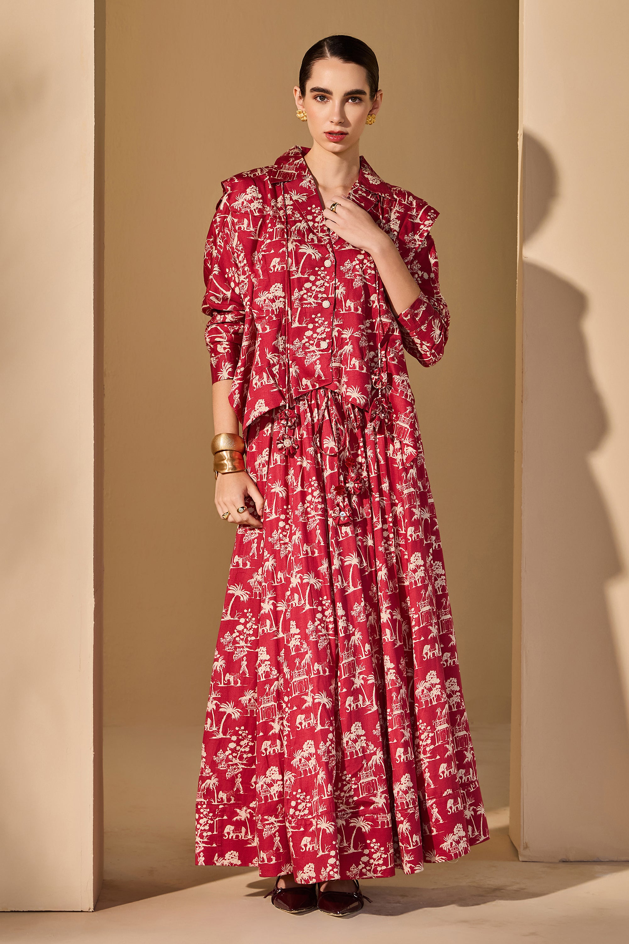 Arianwen Cotton Printed Top with Skirt