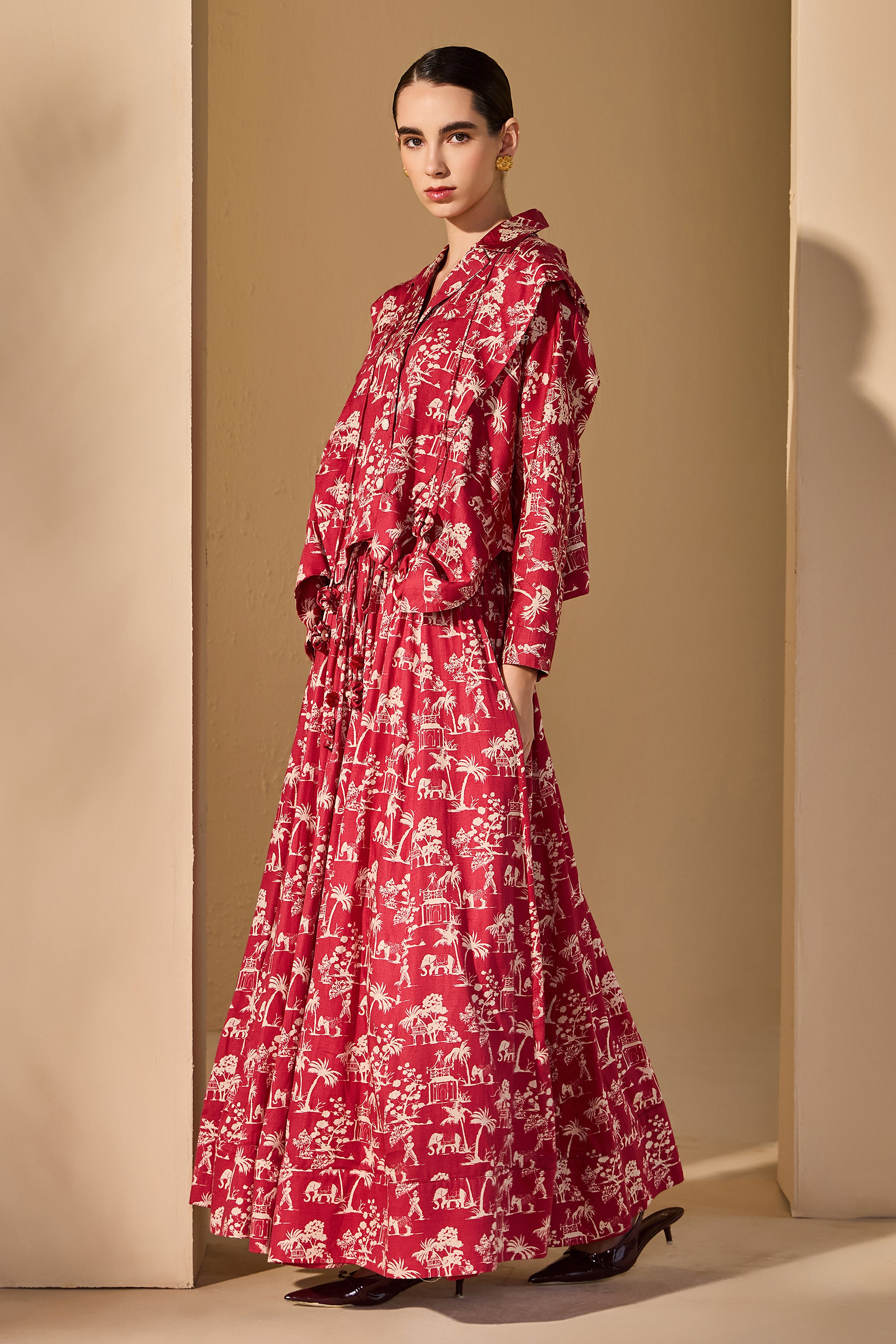Arianwen Cotton Printed Top with Skirt