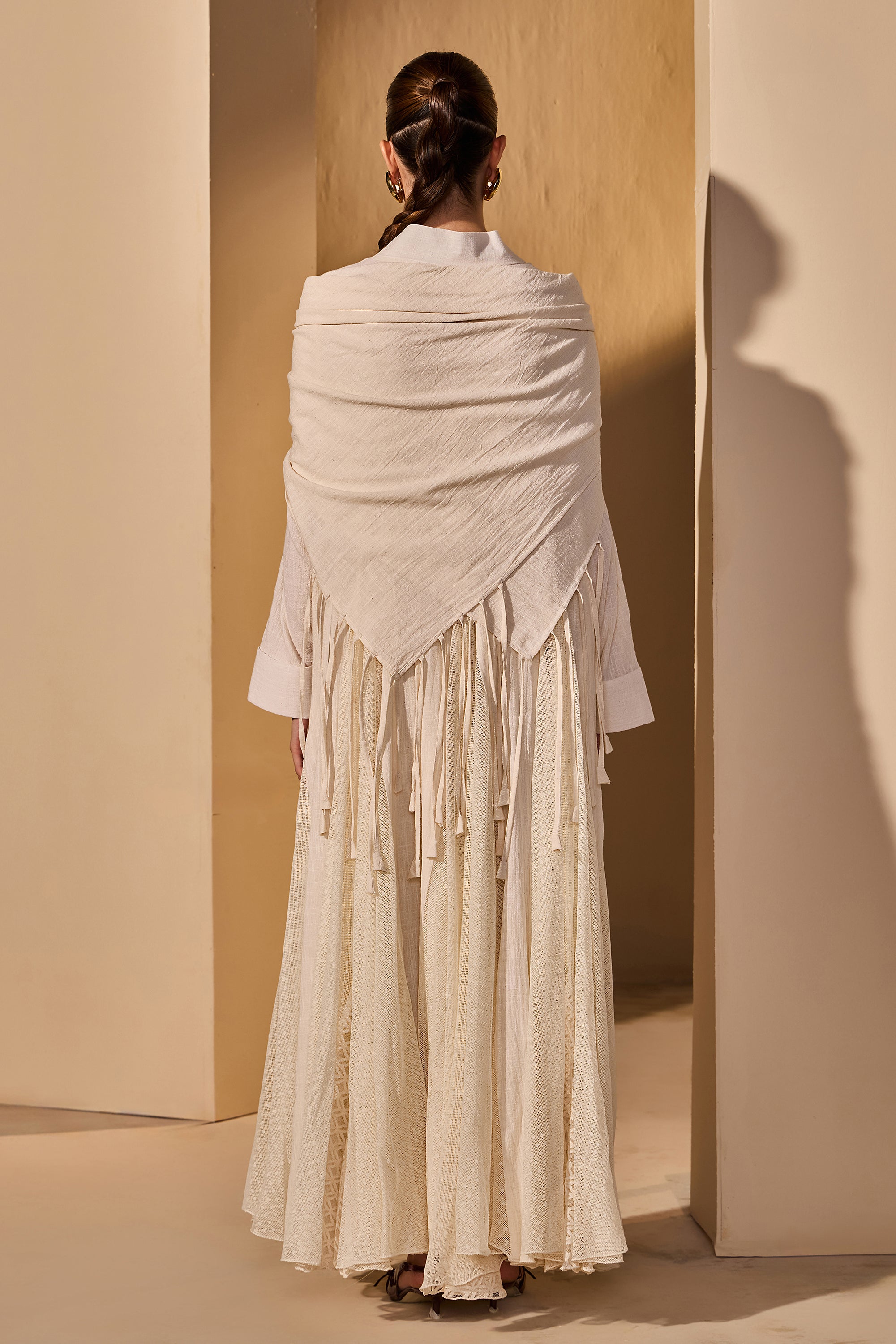 Talitha Cotton Slub Flared Jacket with Scarf