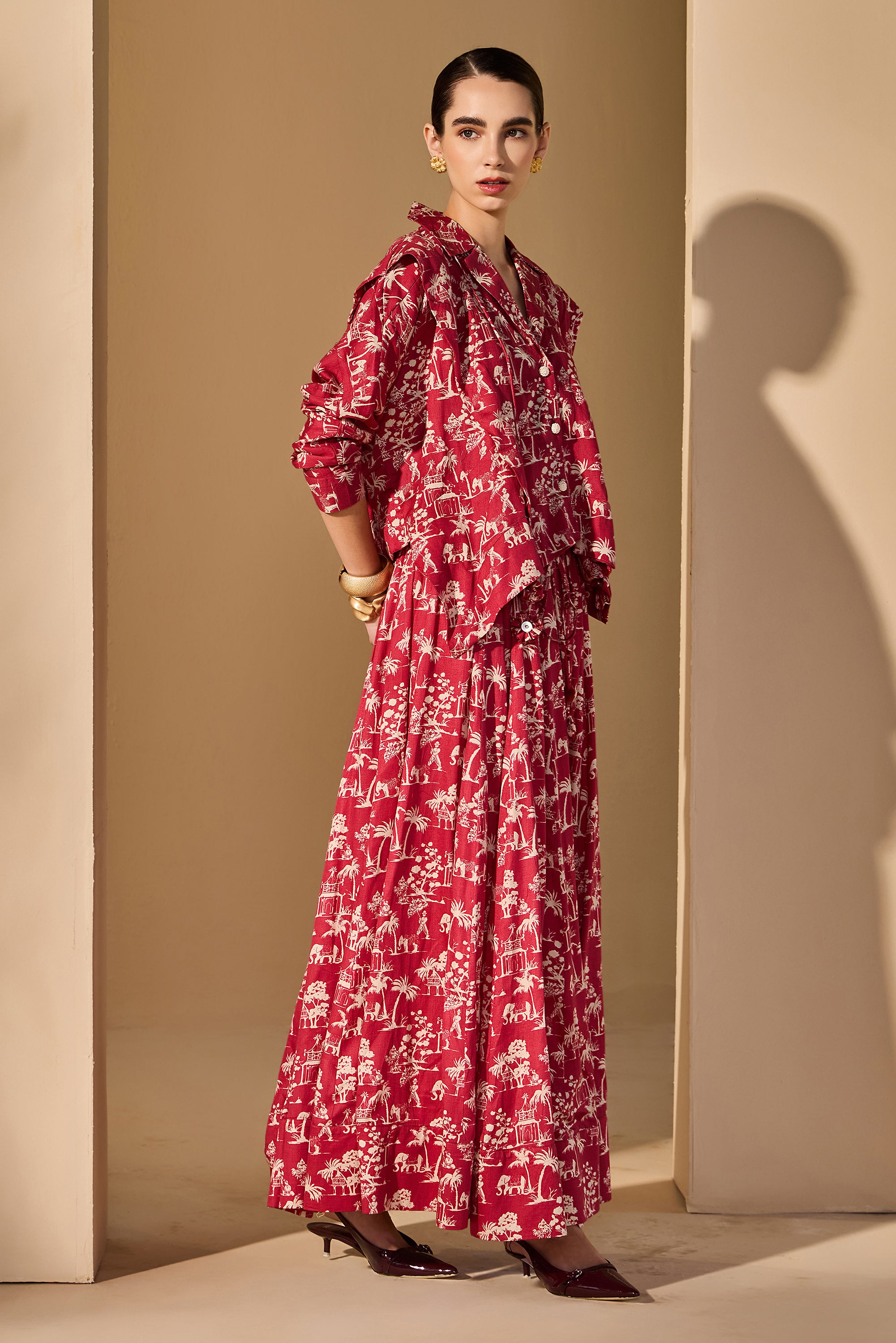 Arianwen Cotton Printed Top with Skirt