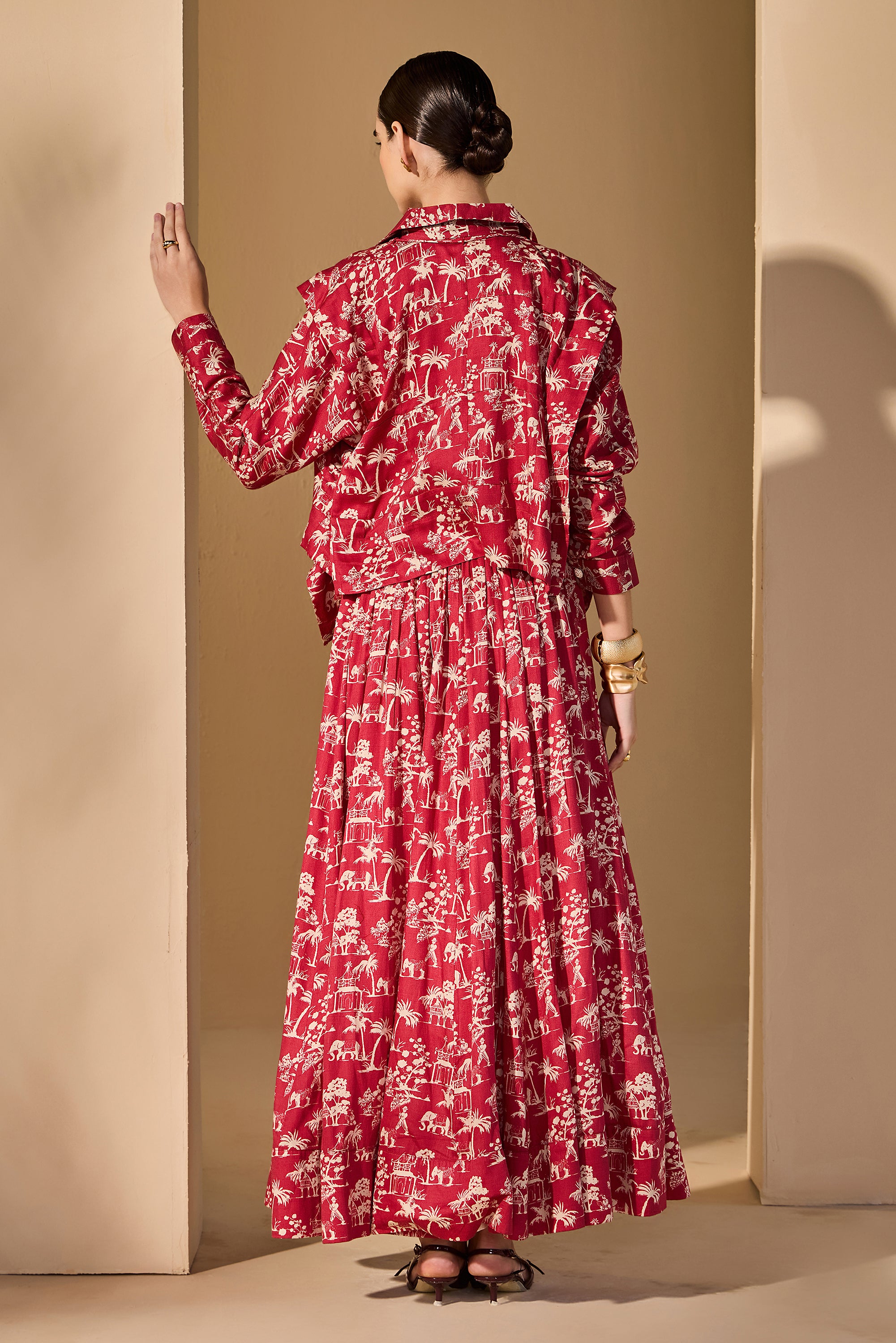Arianwen Cotton Printed Top with Skirt
