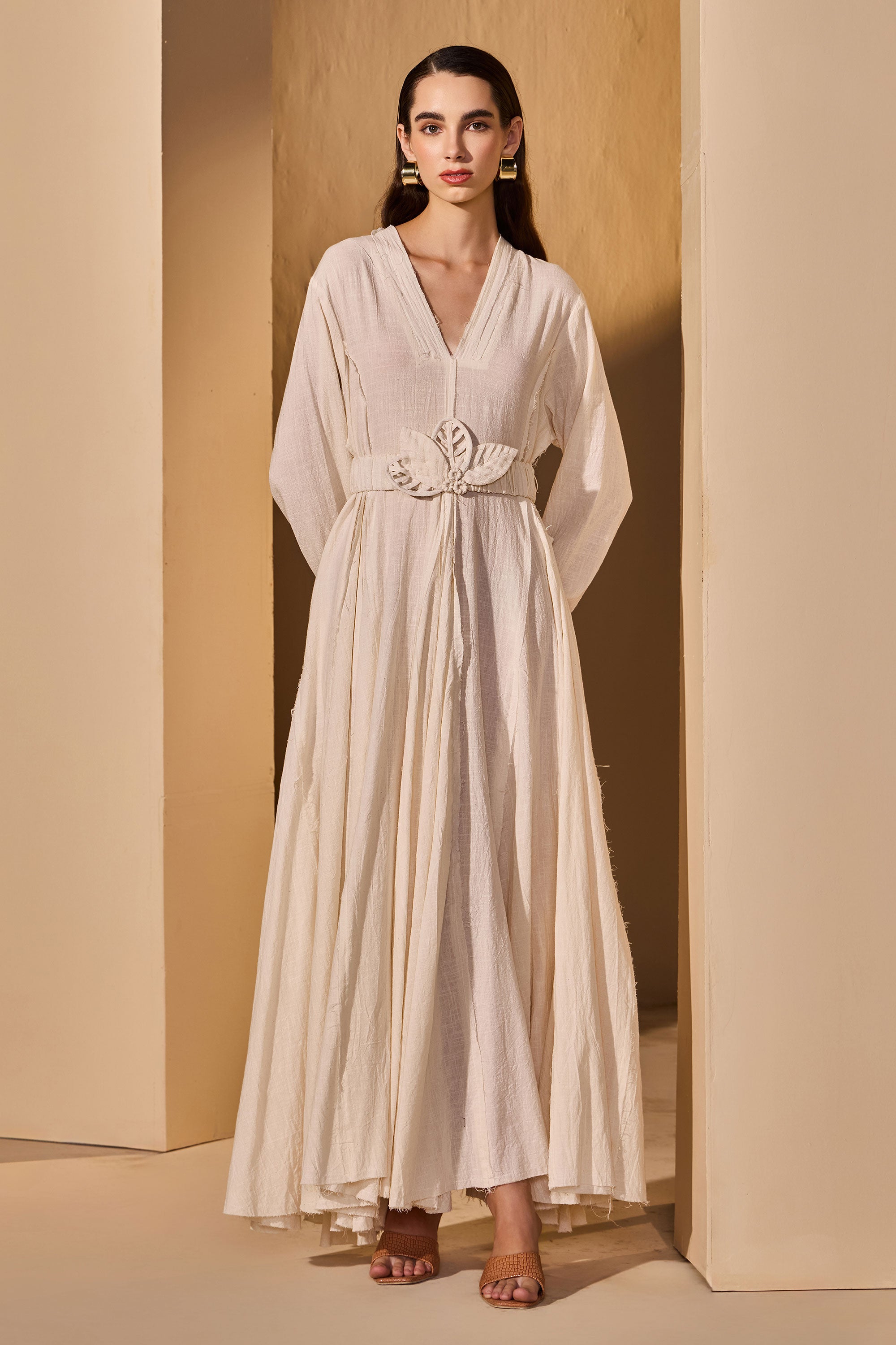 Triselle Cotton Slub Dress with Belt