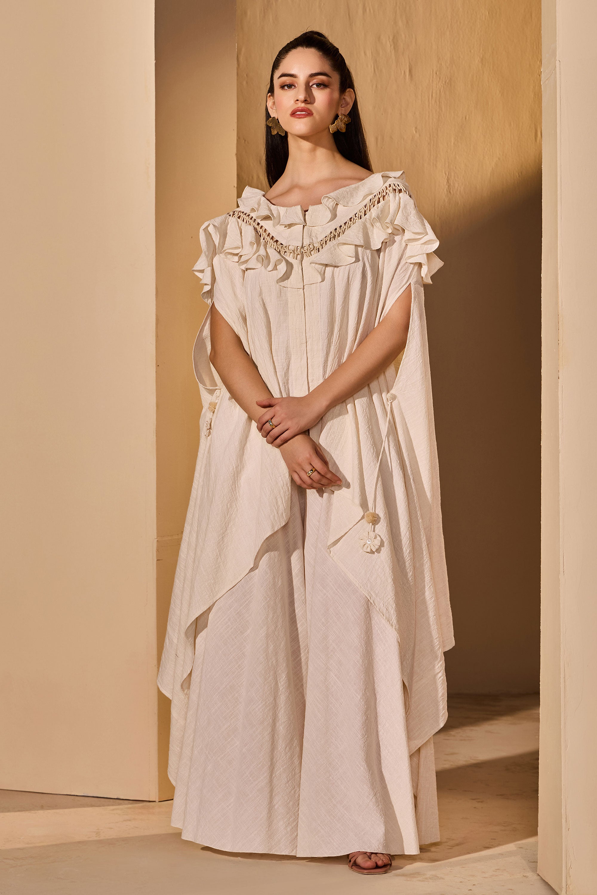 Felanora Cotton Slub Top with Flared Trousers