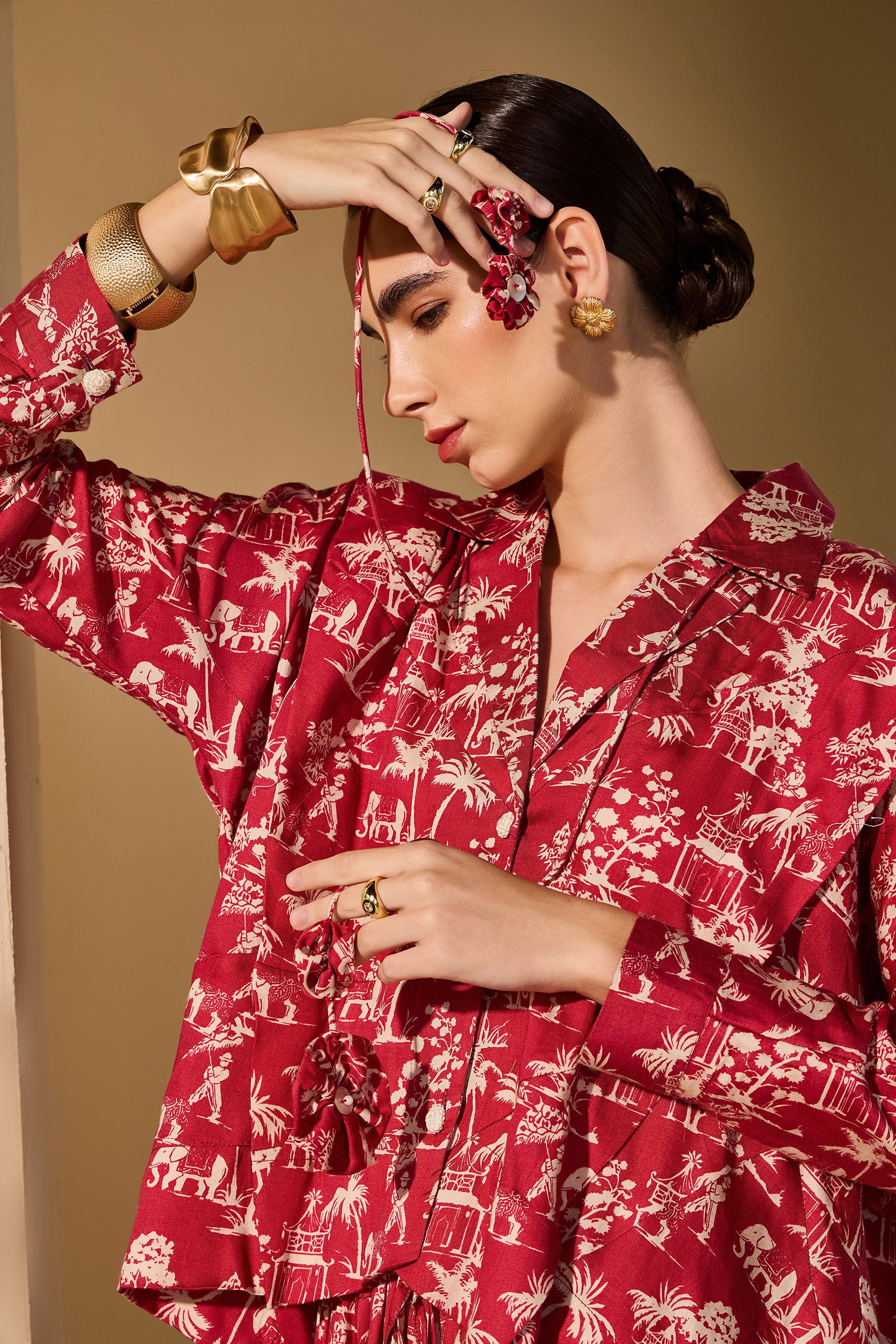 Arianwen Cotton Printed Top with Skirt