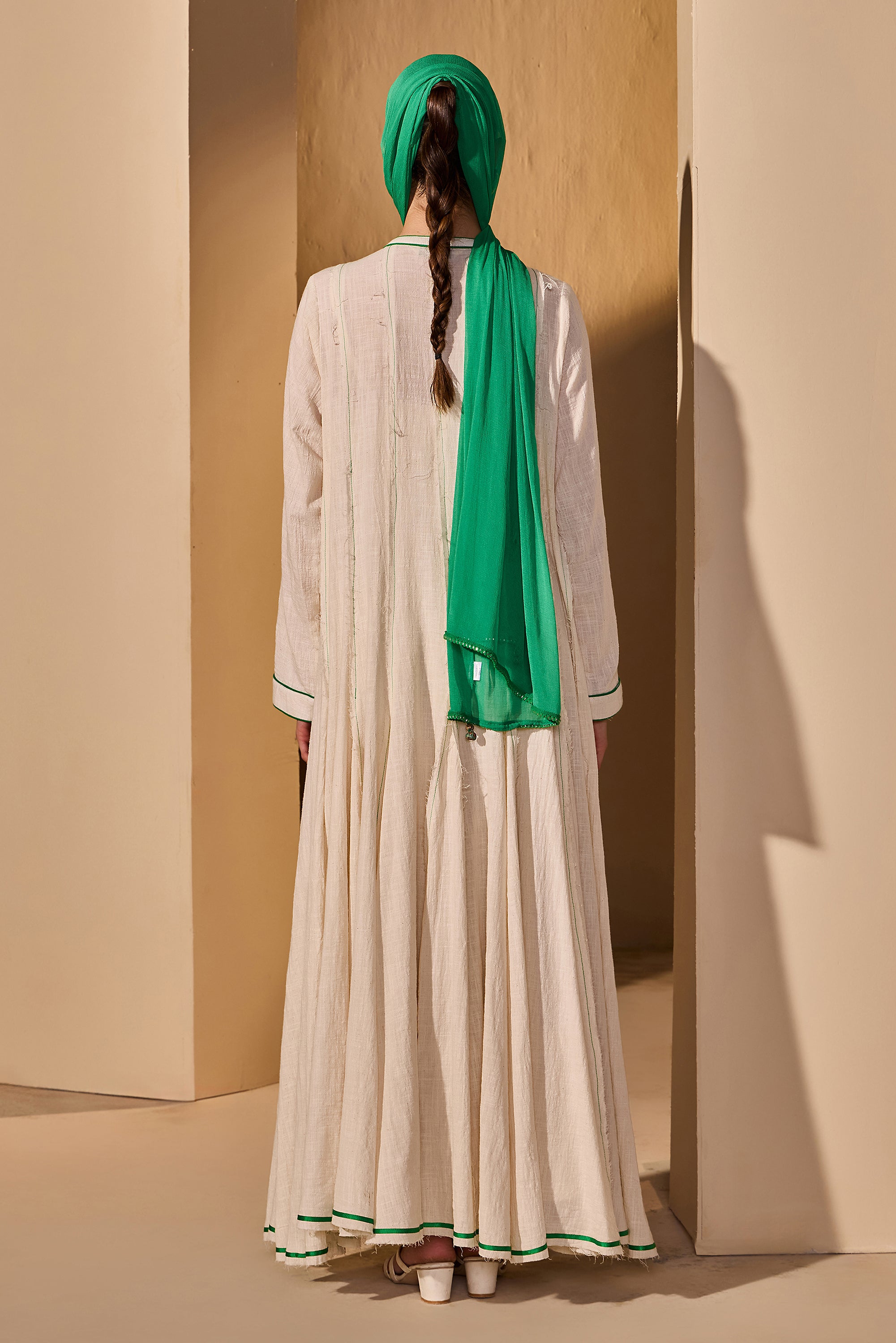 Lydiana Cotton Slub Dress with Scarf