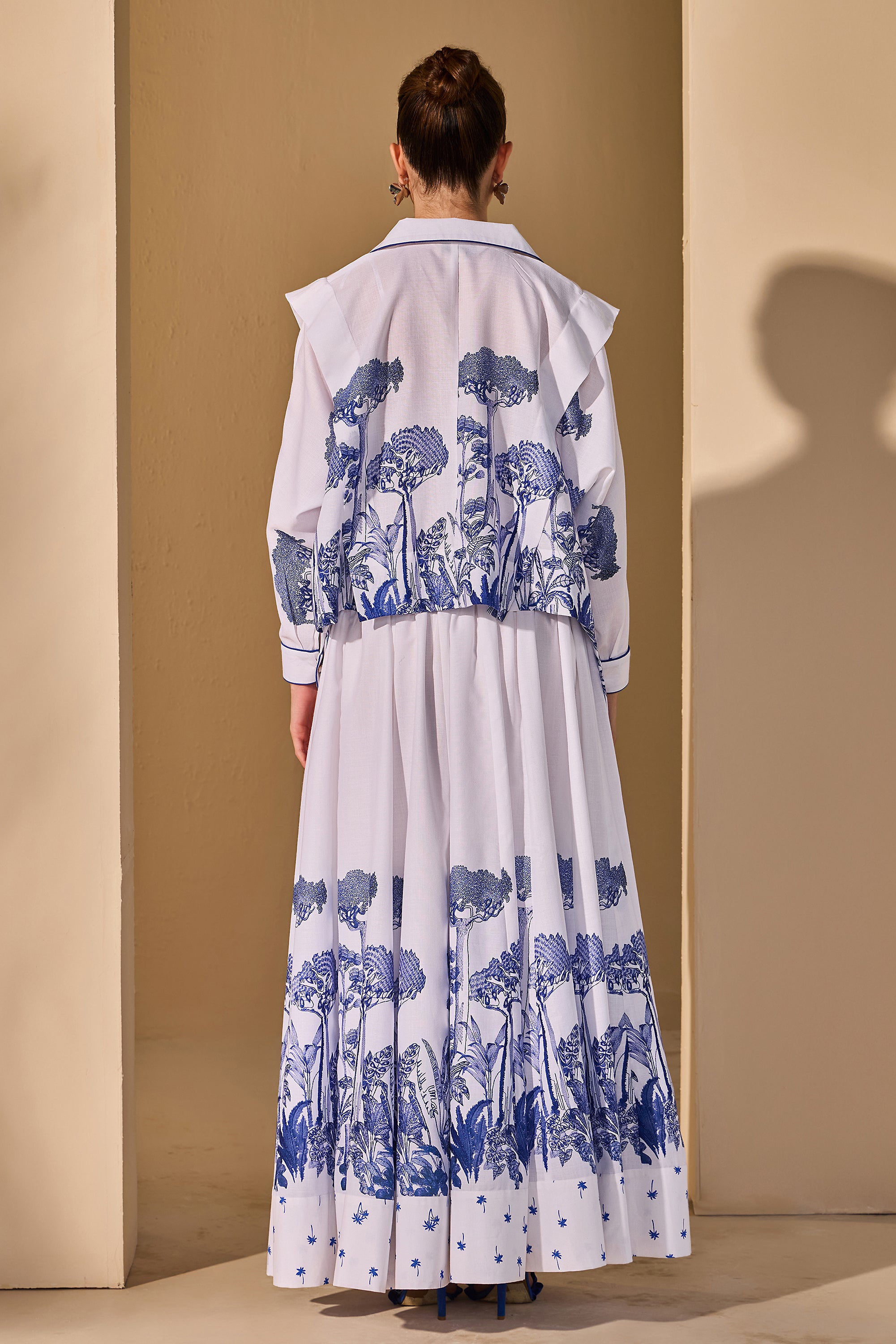 Clarissa Printed Collared Top with Skirt