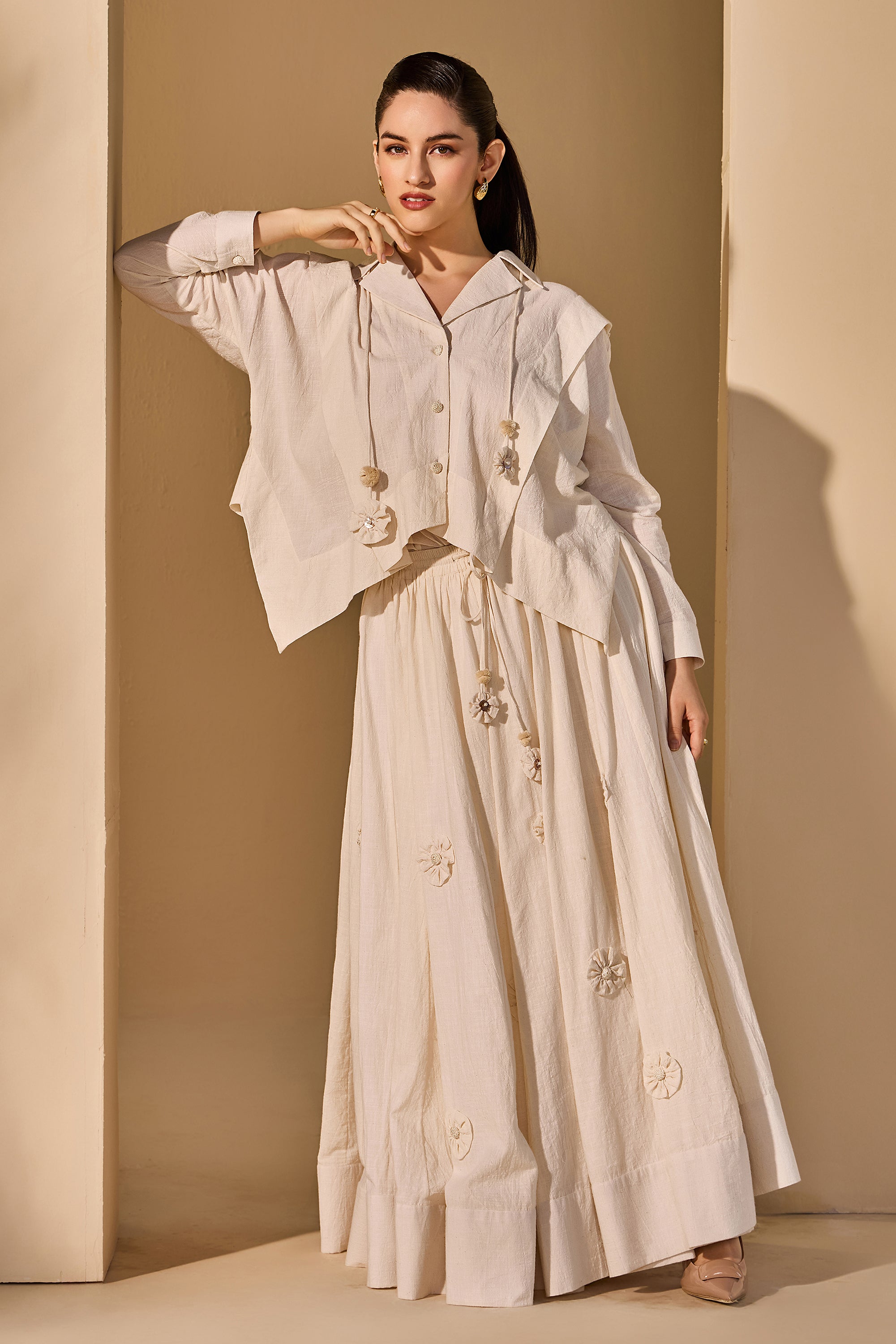 Ximena Cotton Slub Top with Skirt