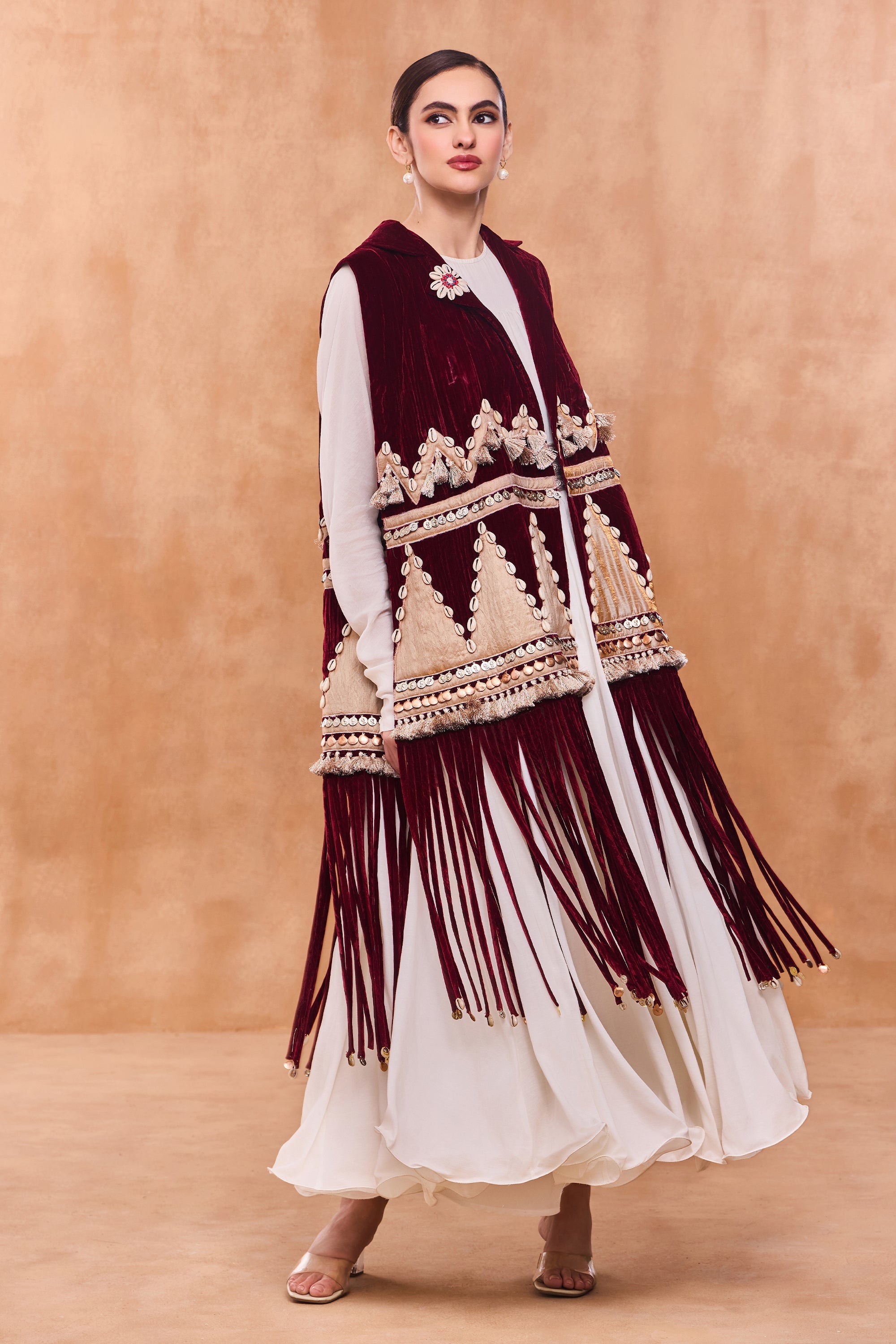 Orelina Embroidered Dushala Cape with Embellishment