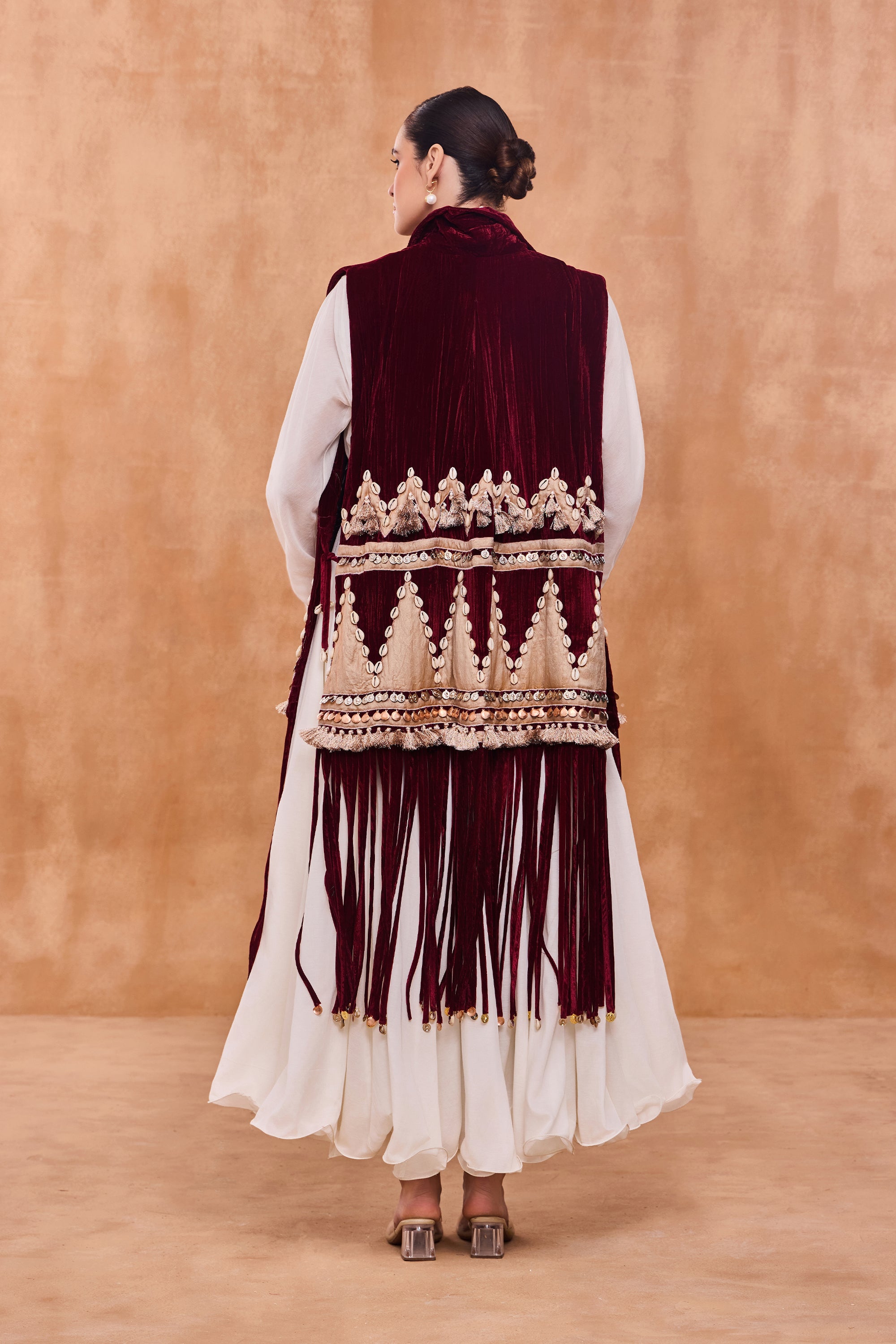 Orelina Embroidered Dushala Cape with Embellishment