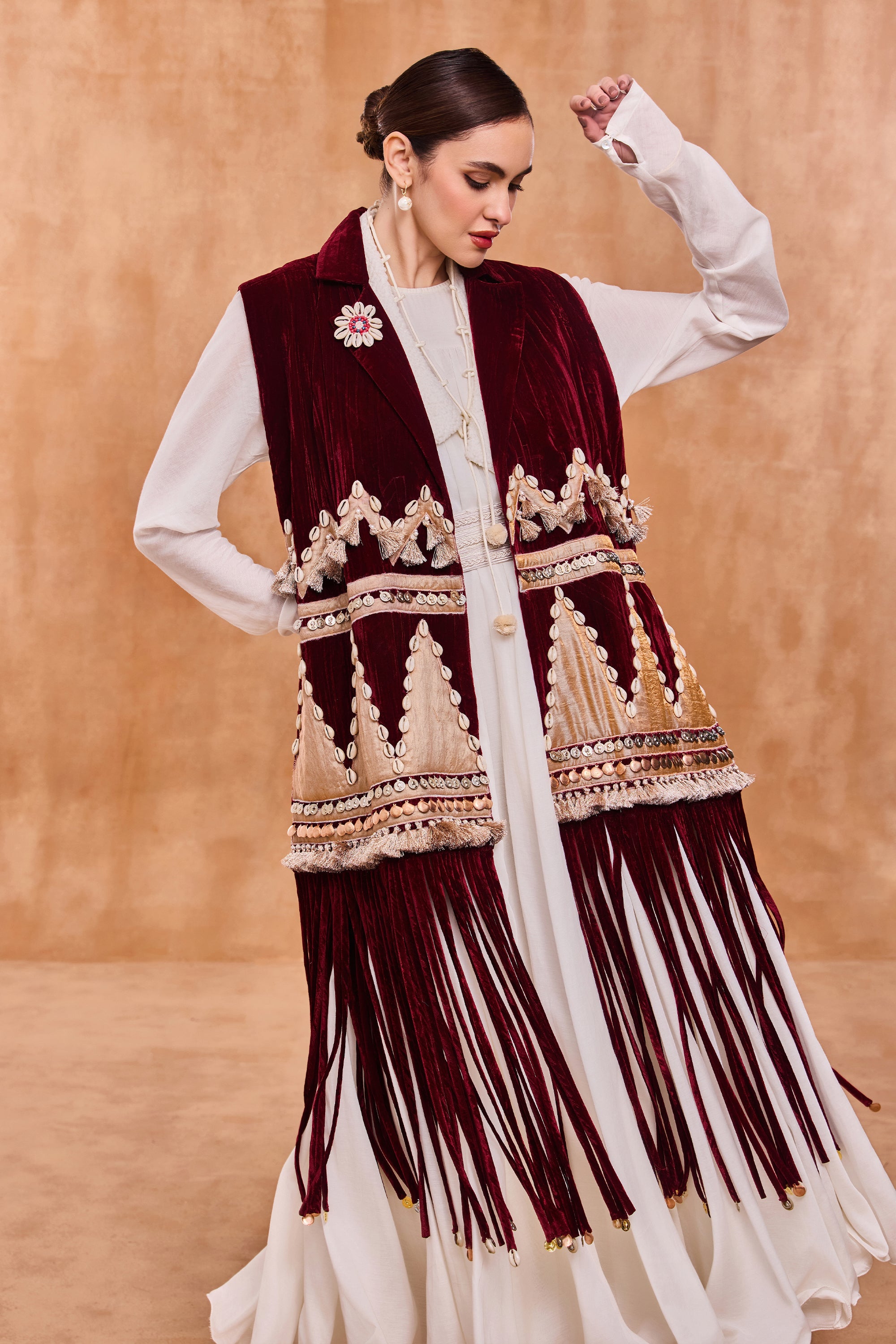 Orelina Embroidered Dushala Cape with Embellishment