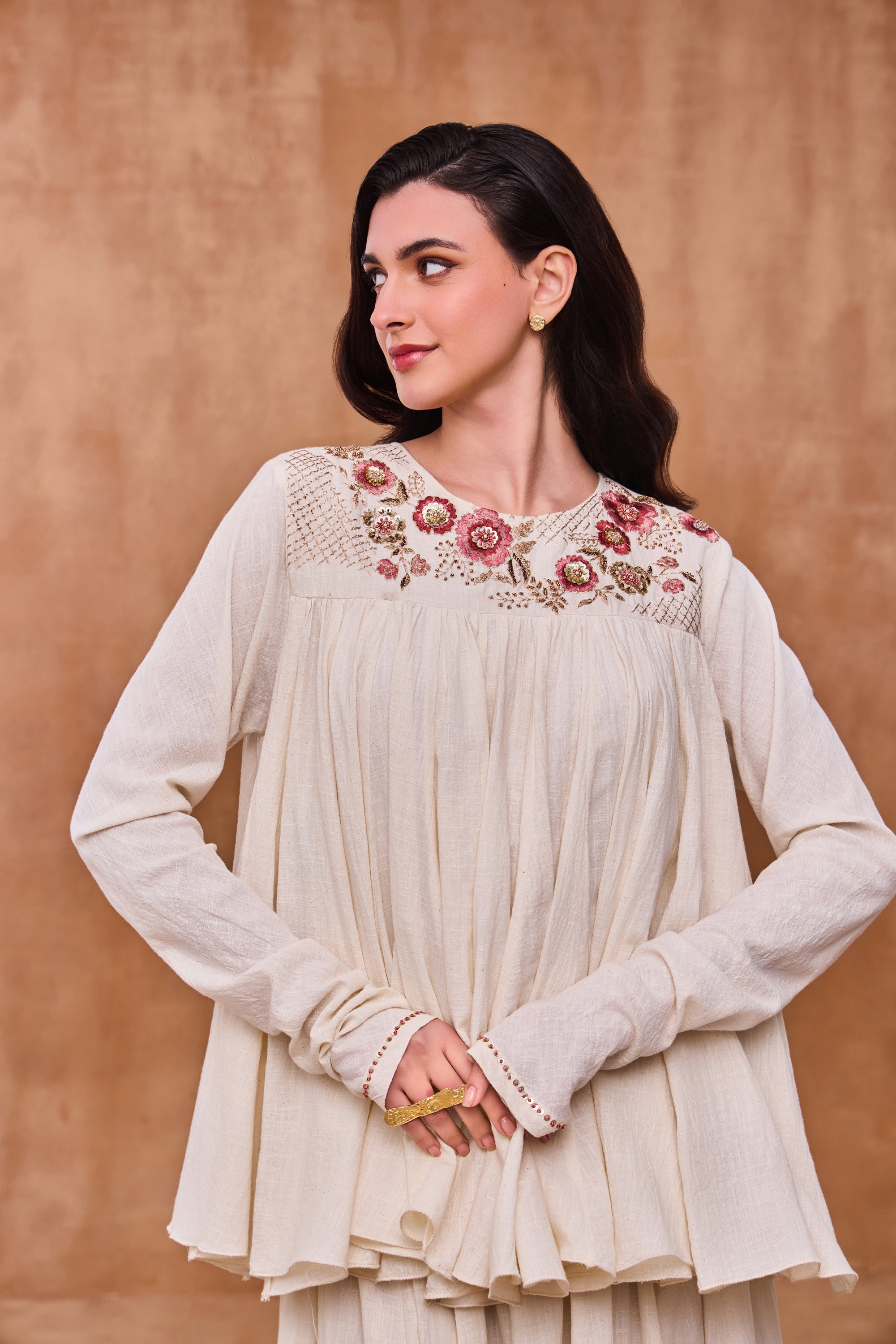 Ulrissa Embroidered & Embellished Peplum Top with Skirt