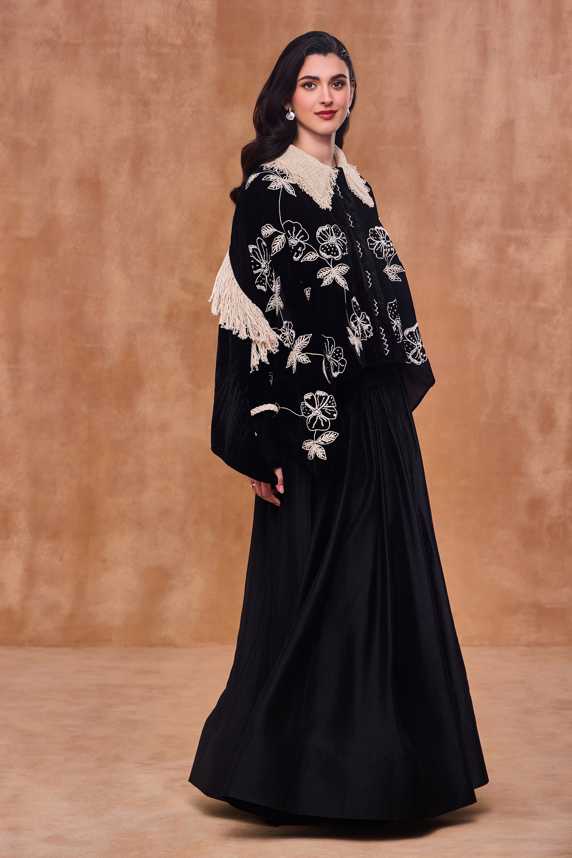 Lydiella Embroidered & Embellished Cape with Skirt