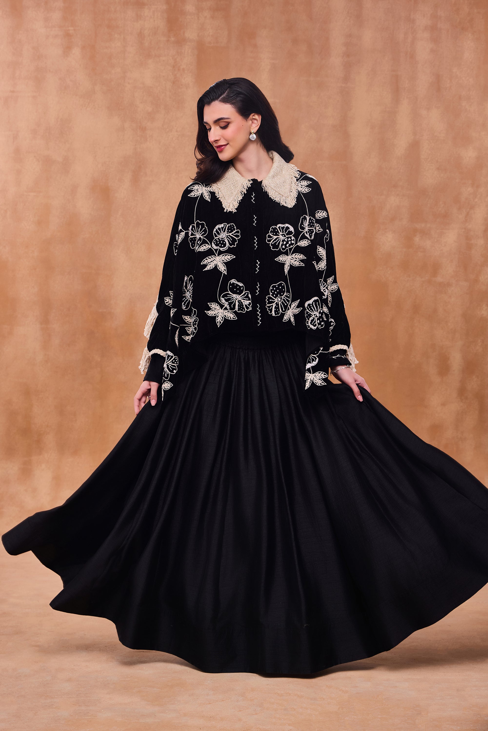 Lydiella Embroidered & Embellished Cape with Skirt