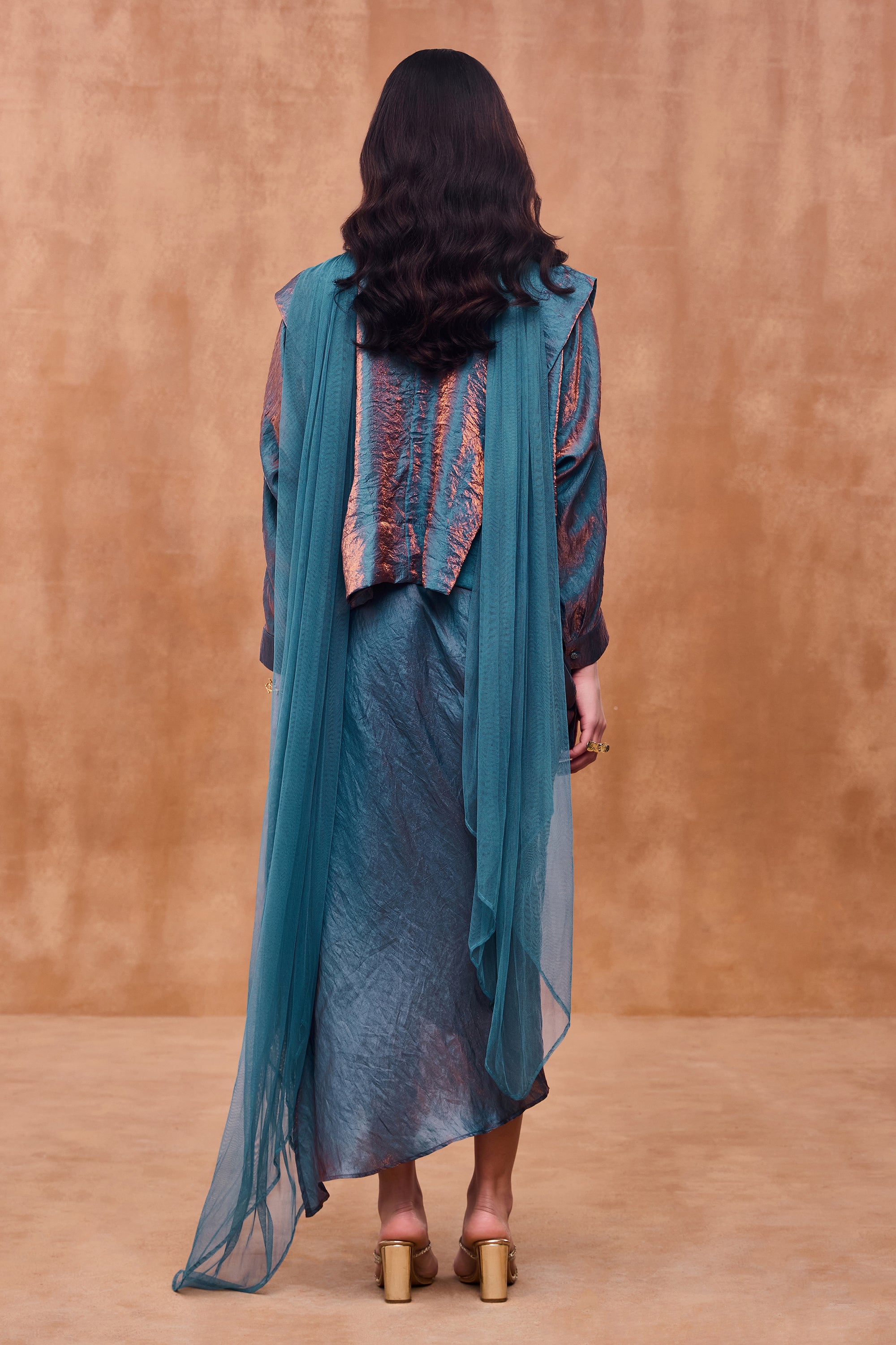 Reyna Embellished Top with Asymmetrical Skirt