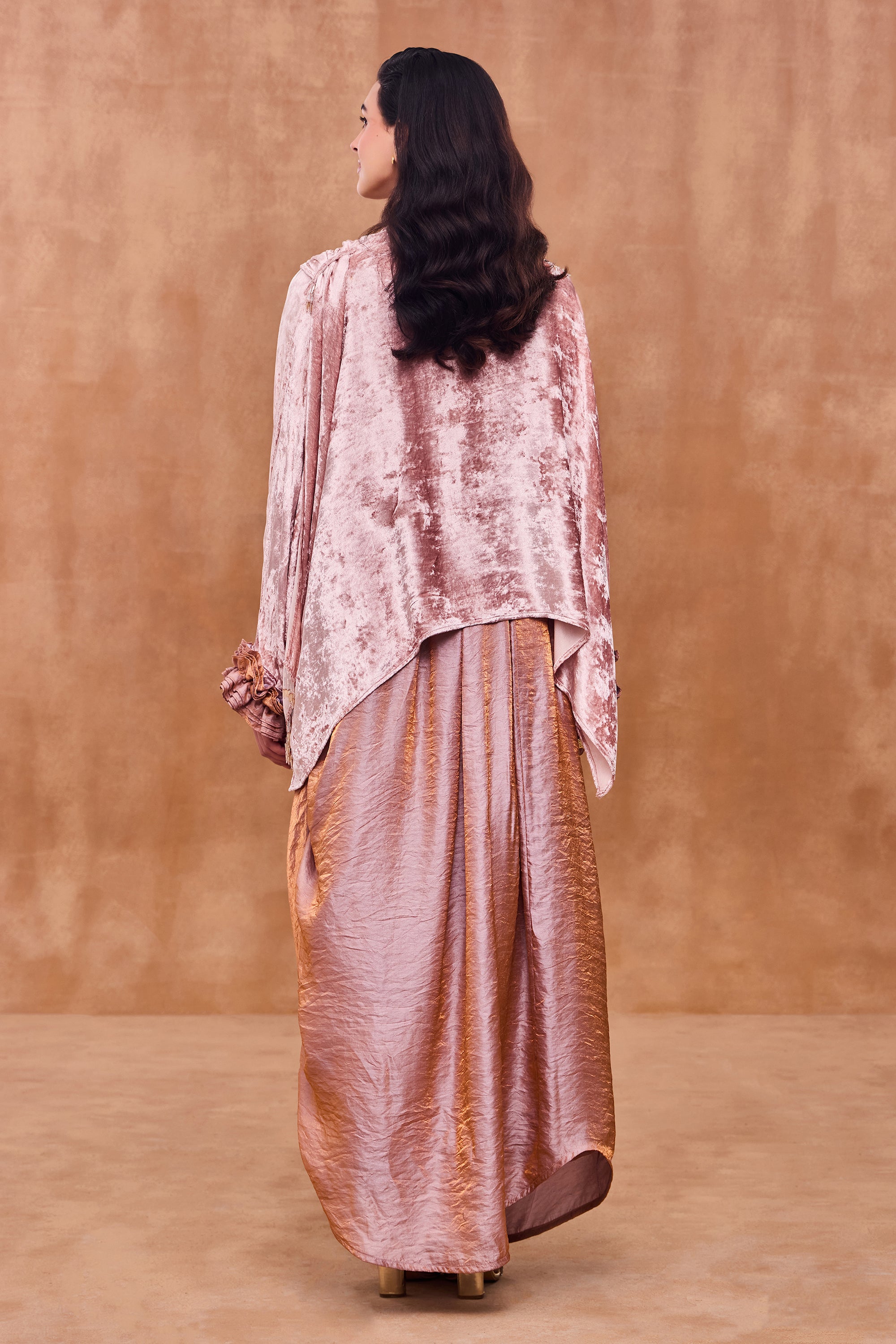 Olivarae Embellished Cape with Cowl Skirt